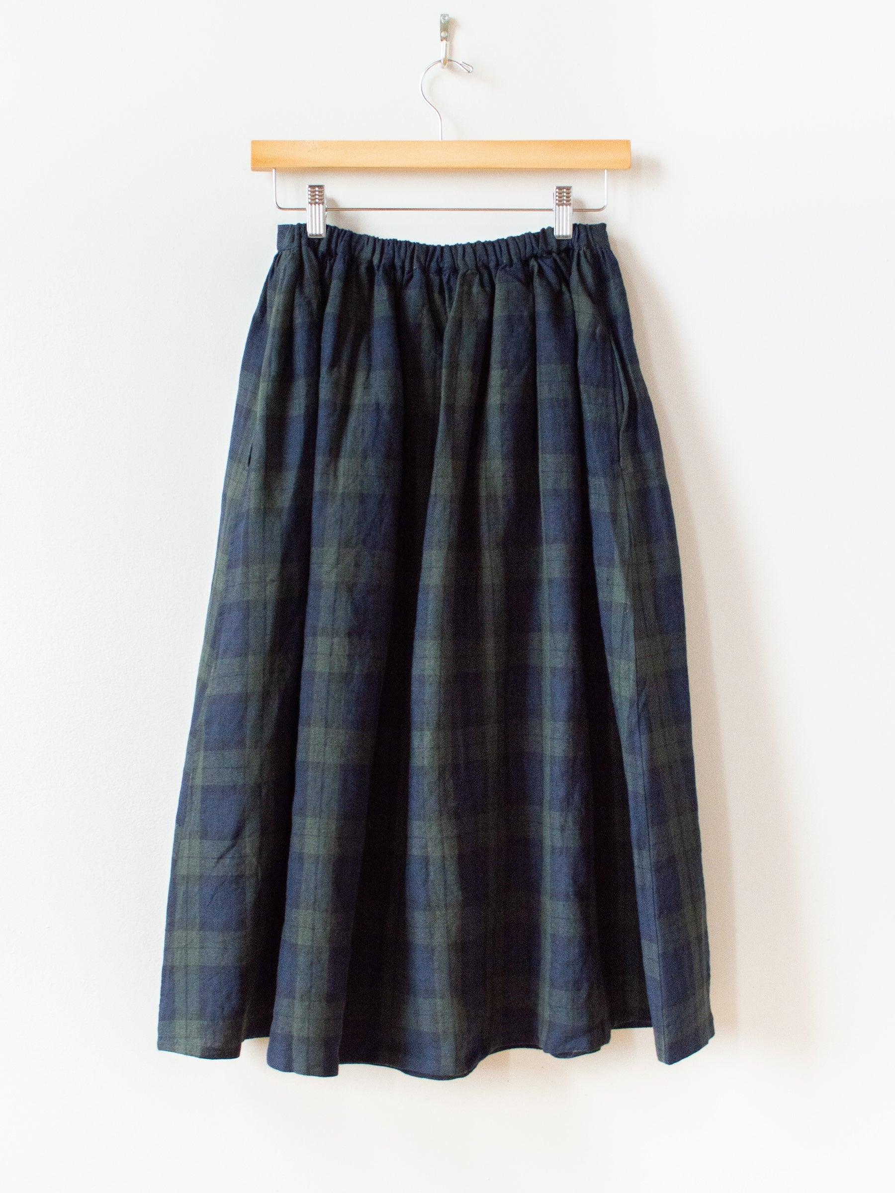 Namu Shop - Ichi Antiquites Linen Tartan Skirt - Olive x Navy