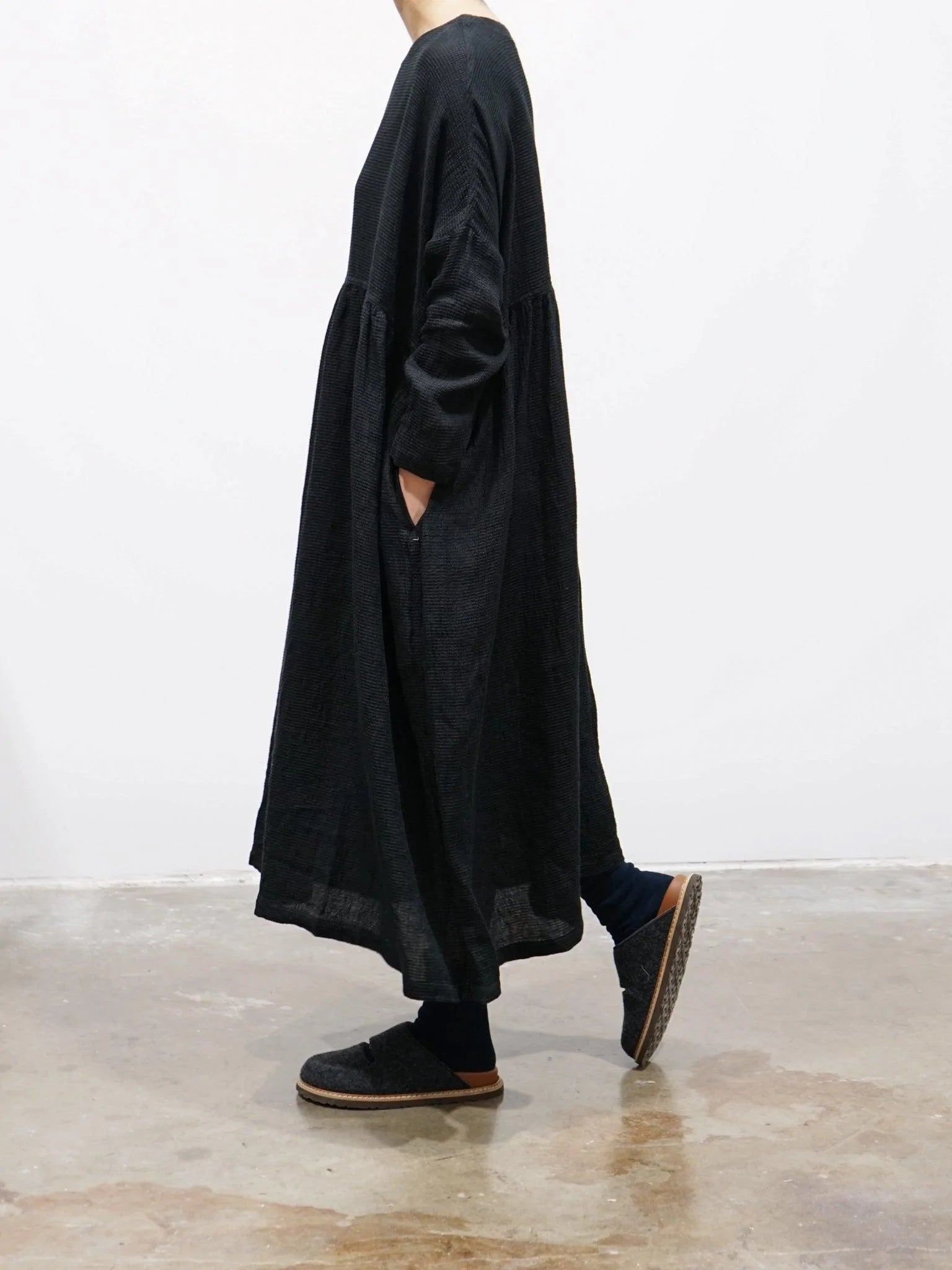 Namu Shop - Ichi Antiquites Linen Waffle Dress - Black