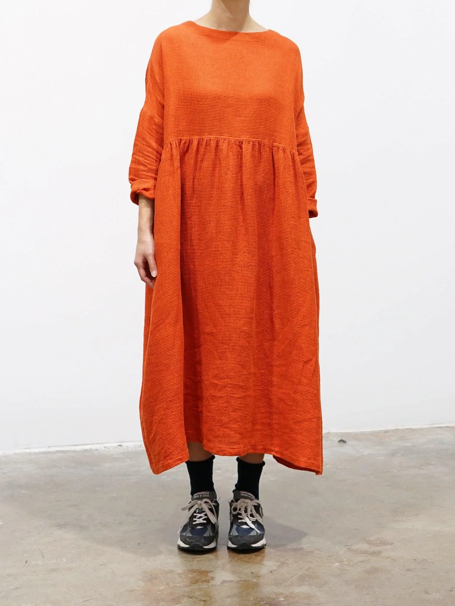 Linen Waffle Dress - Orange Linen Waffle Dress - Orange