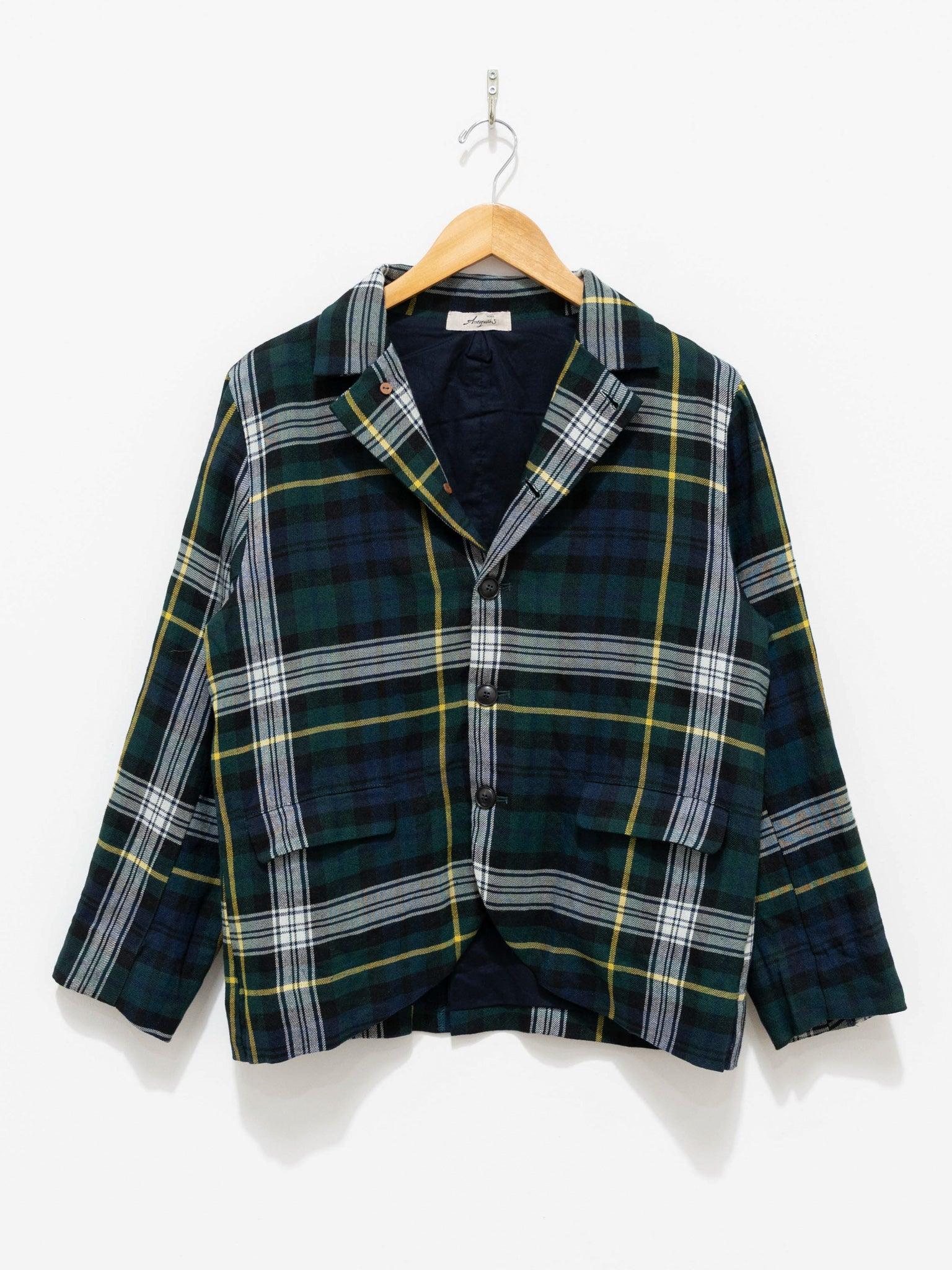 Linen Wool Tartan Jacket   Navy