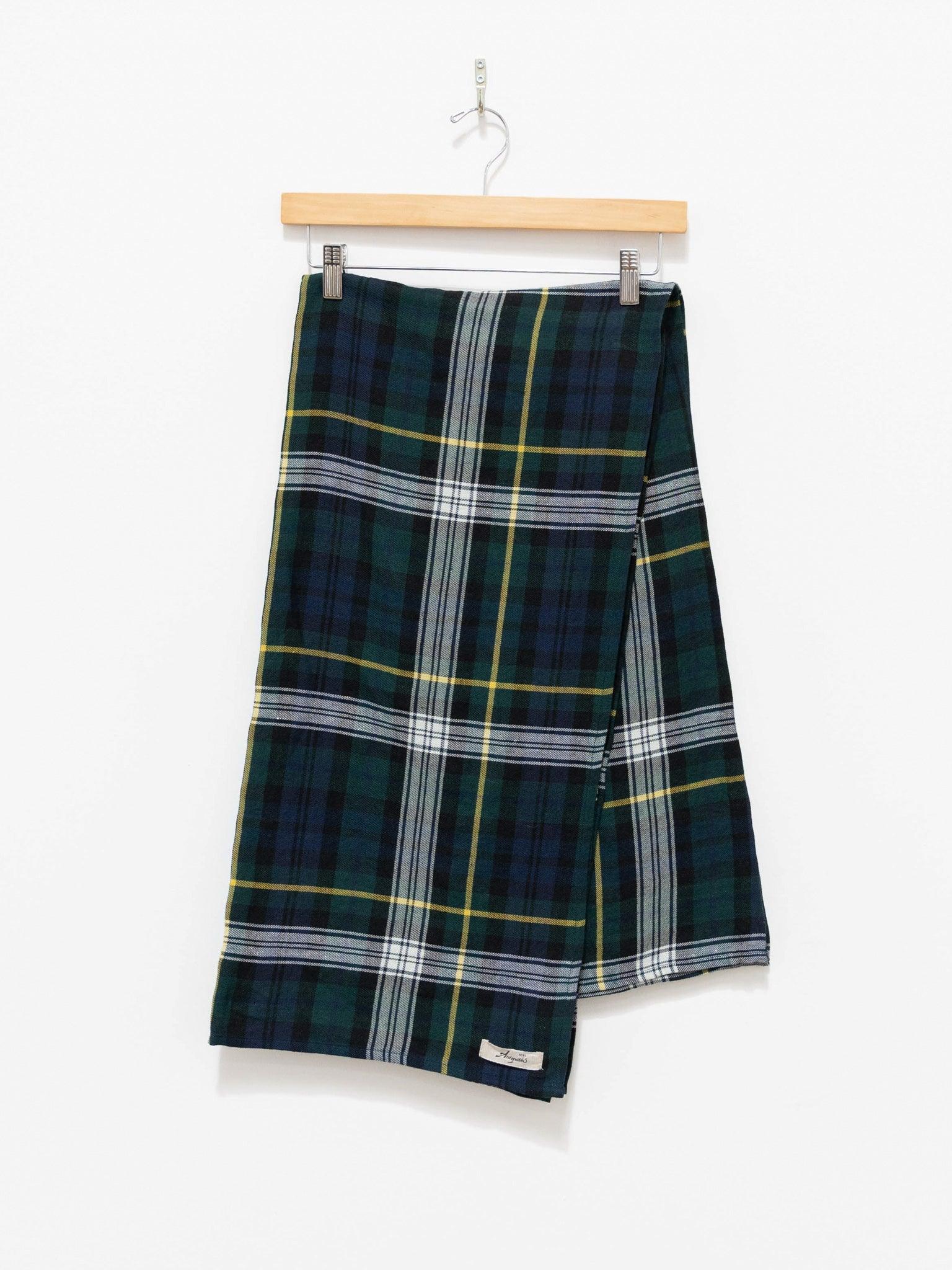 Namu Shop - Ichi Antiquites Linen Wool Tartan Stole - Navy