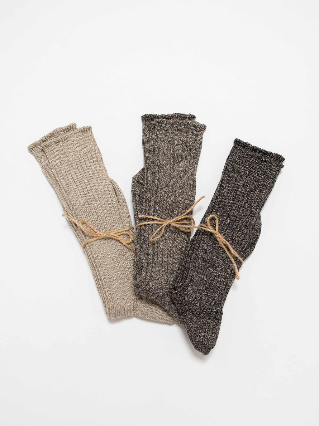 Namu Shop - Ichi Antiquites Mix Linen Socks - Natural, Gray, Black
