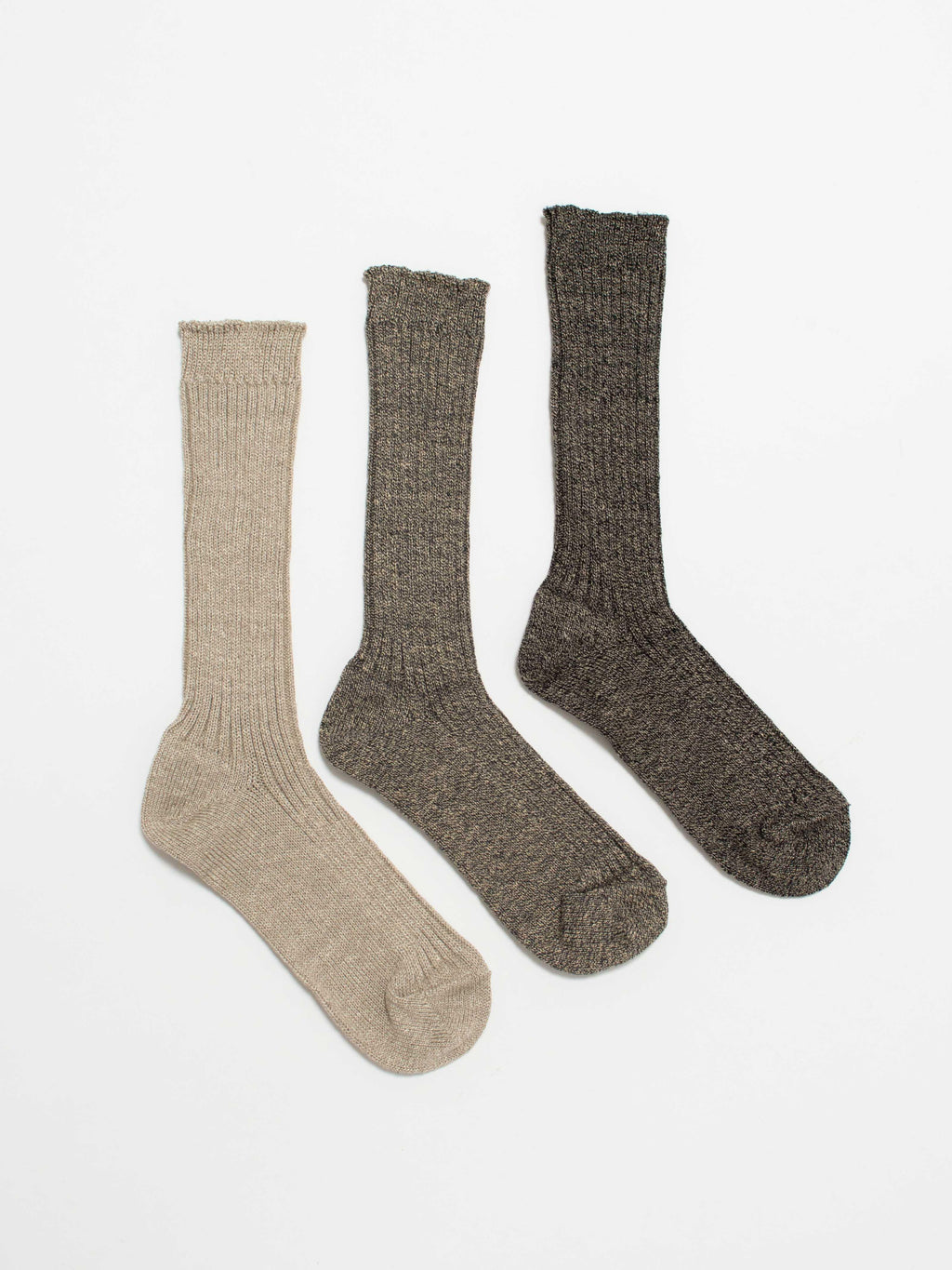 Namu Shop - Ichi Antiquites Mix Linen Socks - Natural, Gray, Black