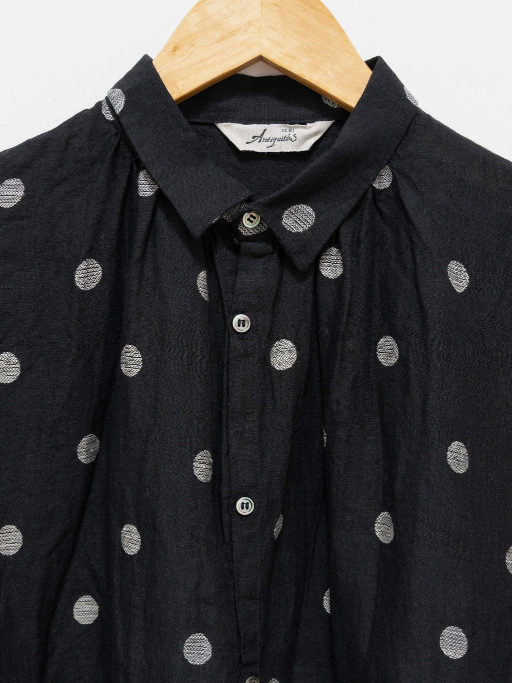 Namu Shop - Ichi Antiquites Organic Linen Dot Shirt Dress - Black