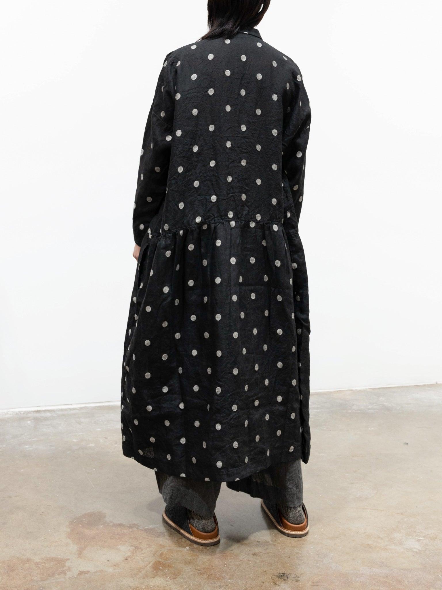 Namu Shop - Ichi Antiquites Organic Linen Dot Shirt Dress - Black