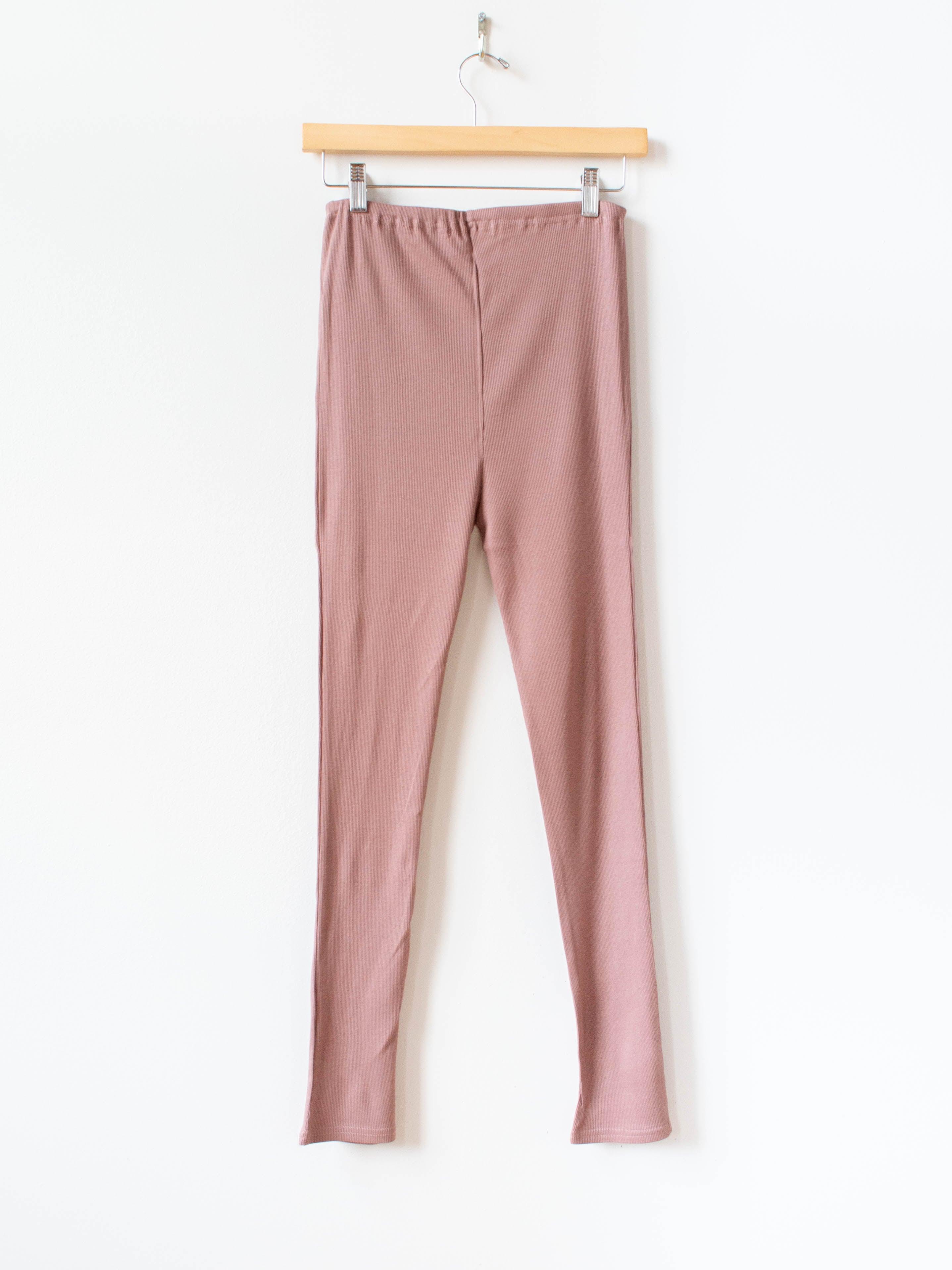 Namu Shop - Ichi Antiquites Rib Cotton Silk Leggings - Dusty Pink