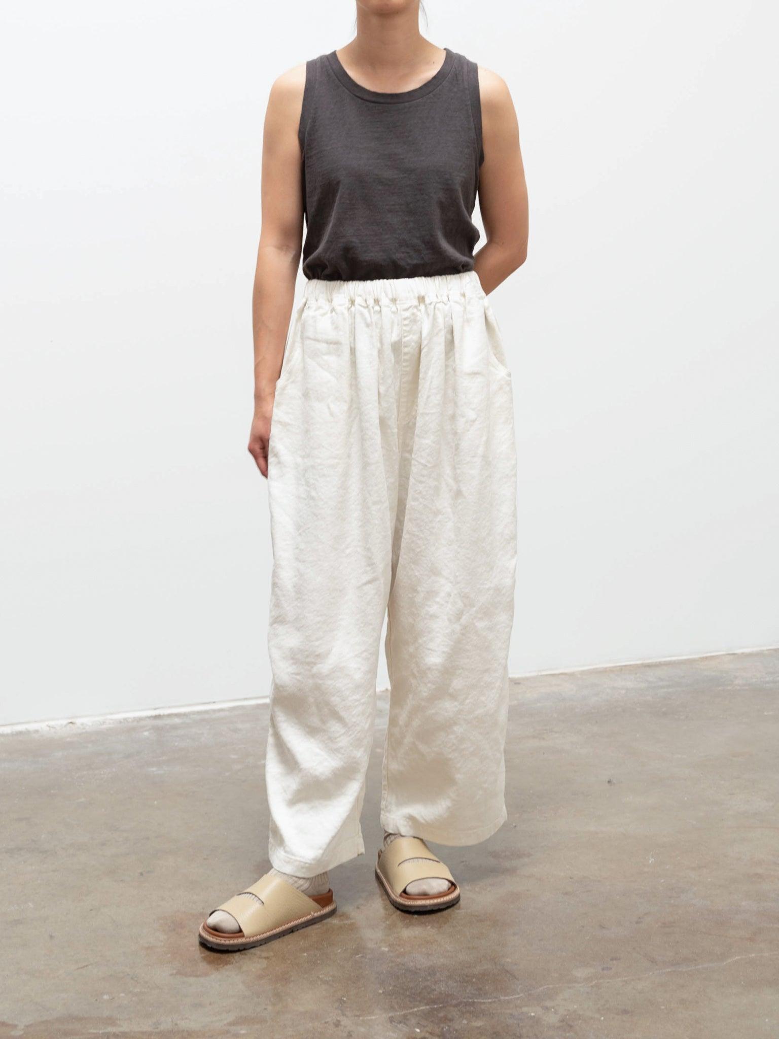 Namu Shop - Ichi Antiquites Silk / Linen Twill Pants - White