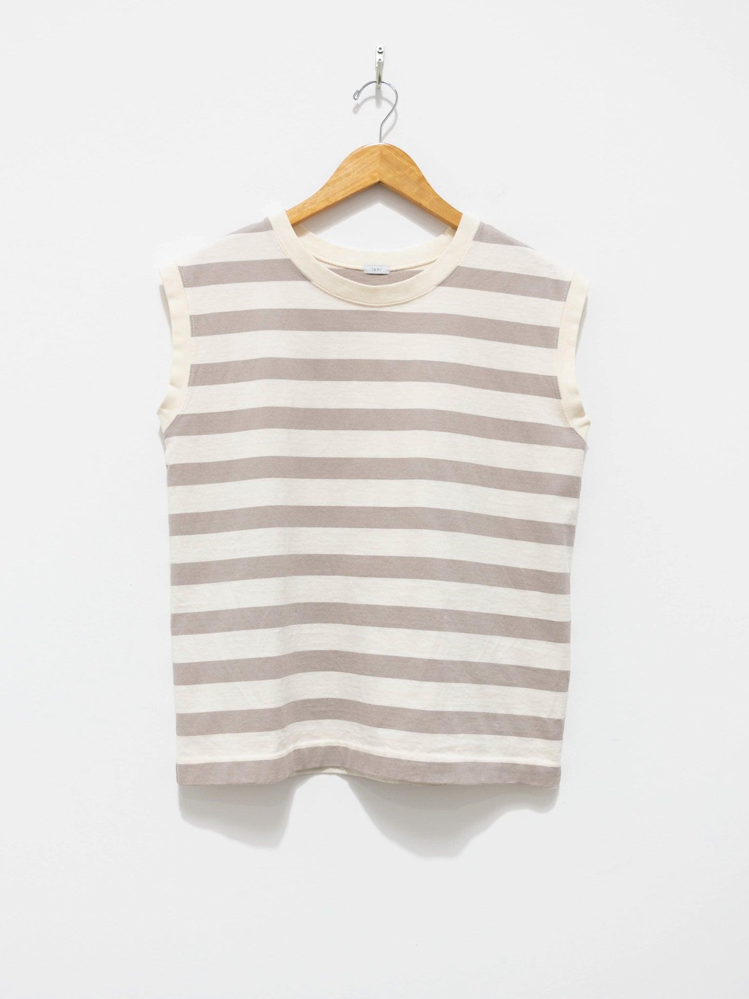 Namu Shop - Ichi Antiquites Sleeveless Border Tee - Natural x Beige