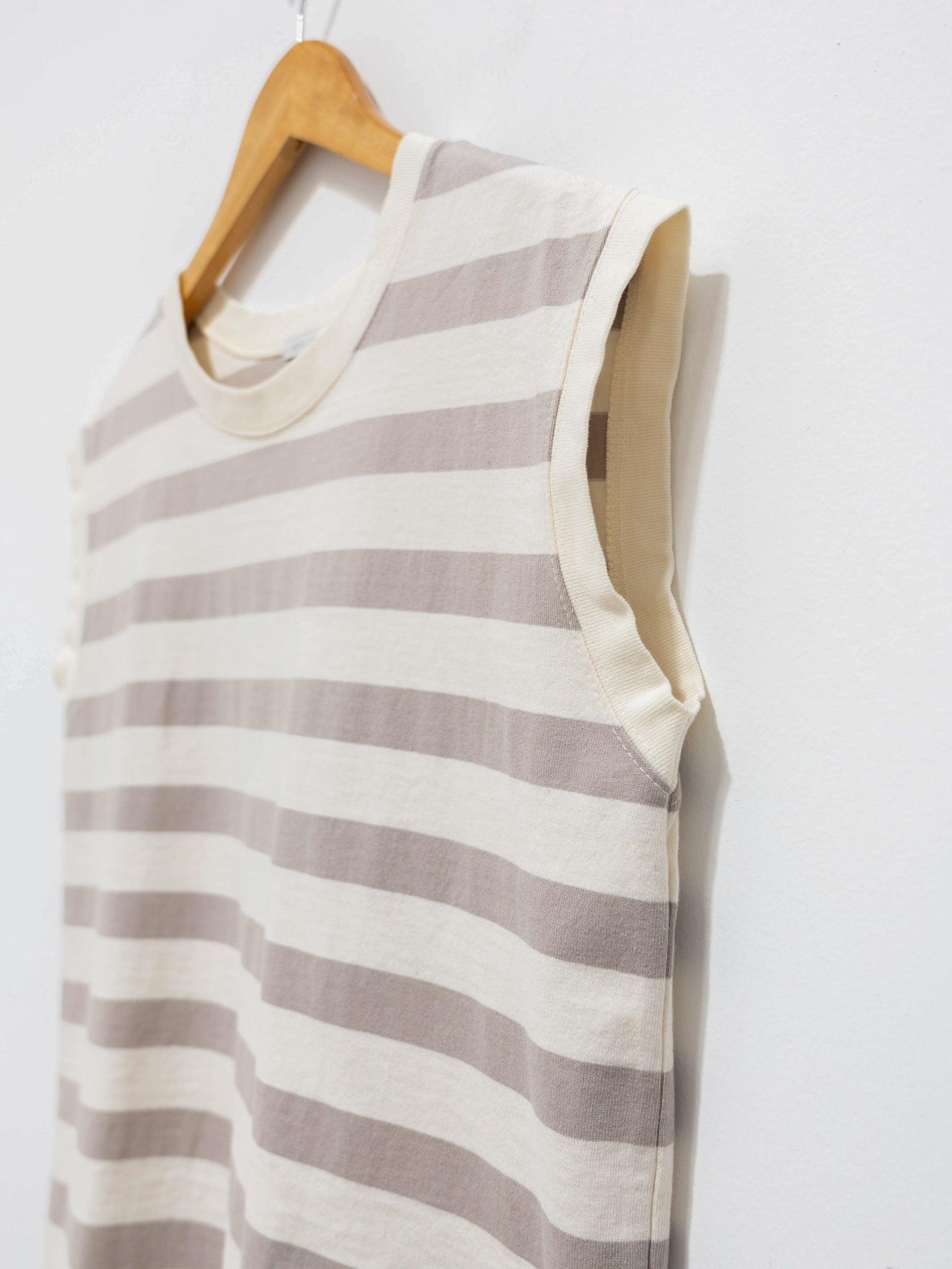 Namu Shop - Ichi Antiquites Sleeveless Border Tee - Natural x Beige