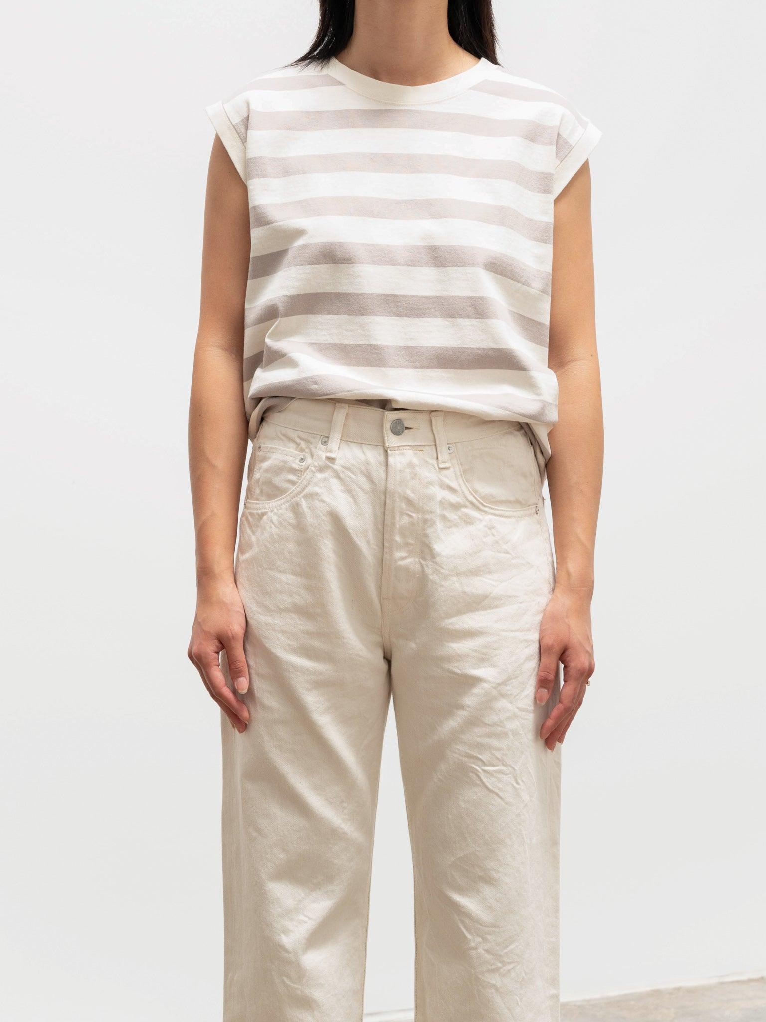 Namu Shop - Ichi Antiquites Sleeveless Border Tee - Natural x Beige