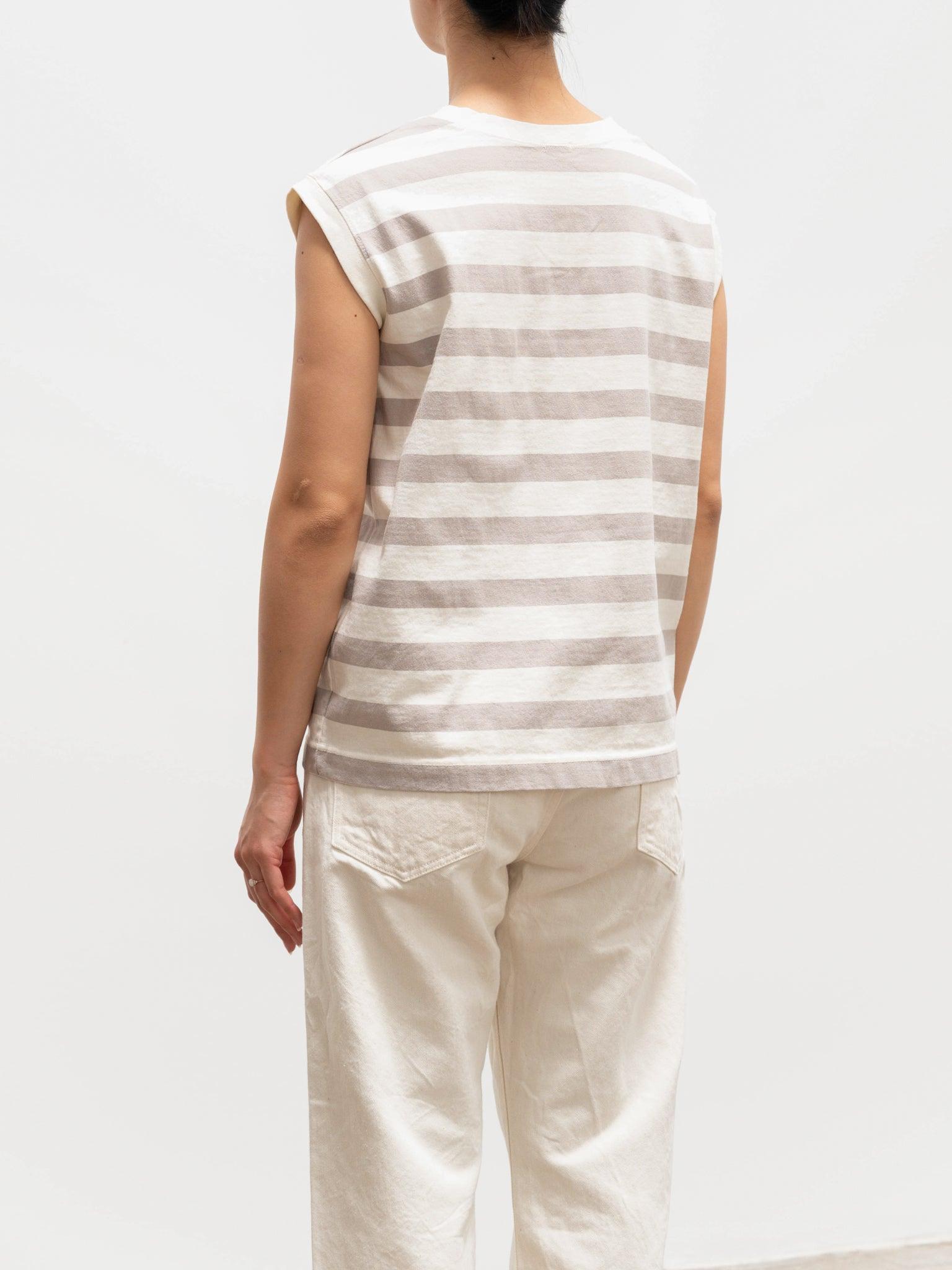 Namu Shop - Ichi Antiquites Sleeveless Border Tee - Natural x Beige