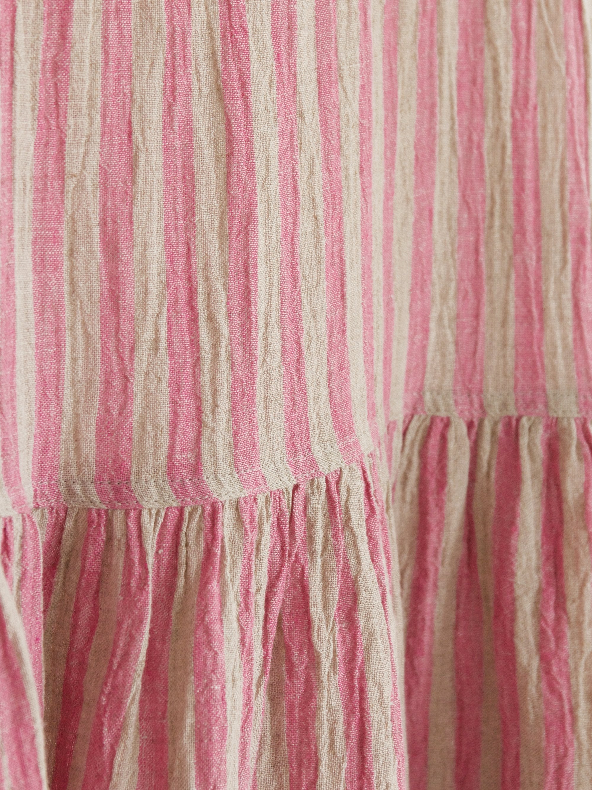 Namu Shop - Ichi Antiquites Sleeveless Linen Dress - Pink Stripe