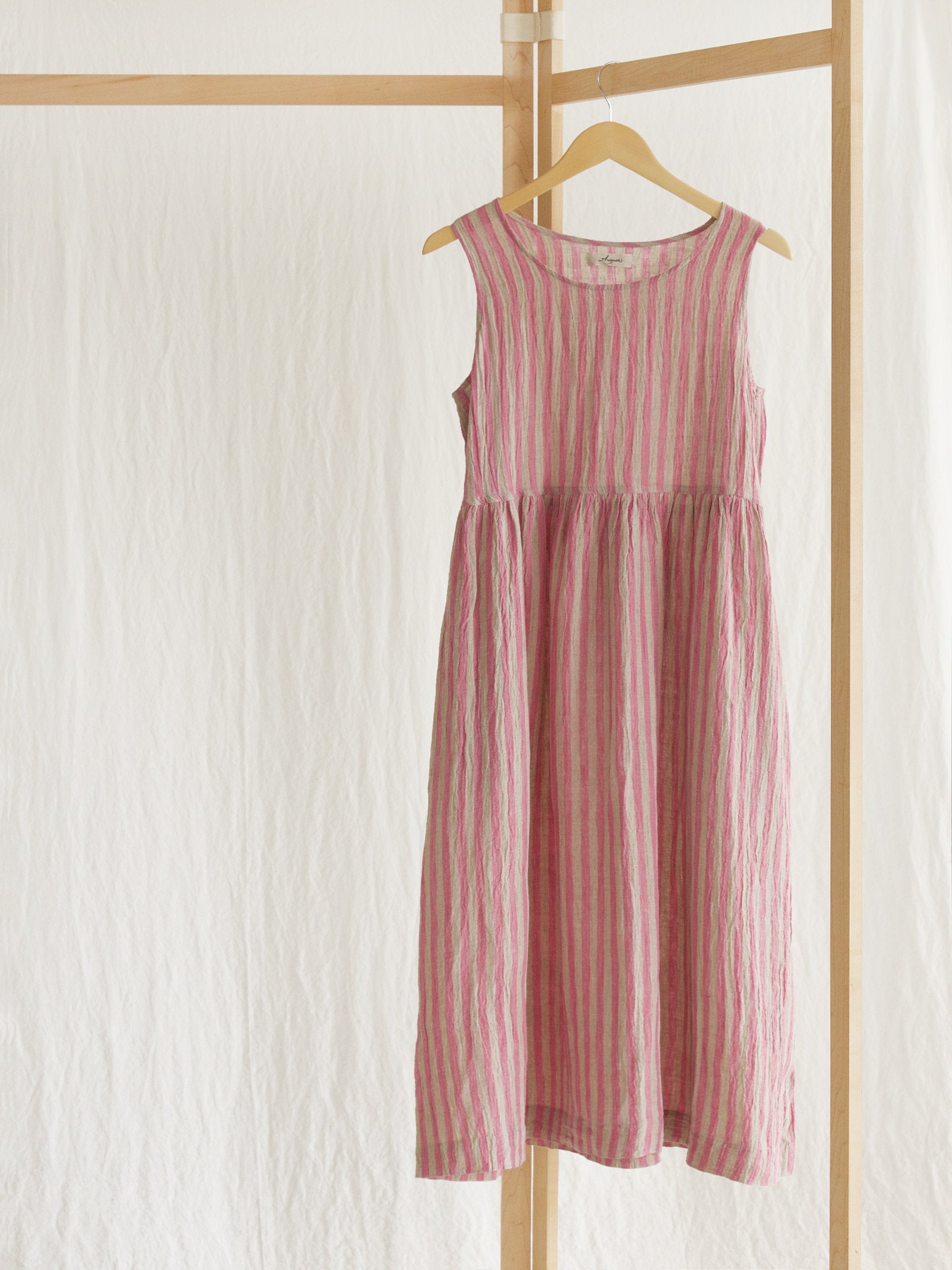 Namu Shop - Ichi Antiquites Sleeveless Linen Dress - Pink Stripe