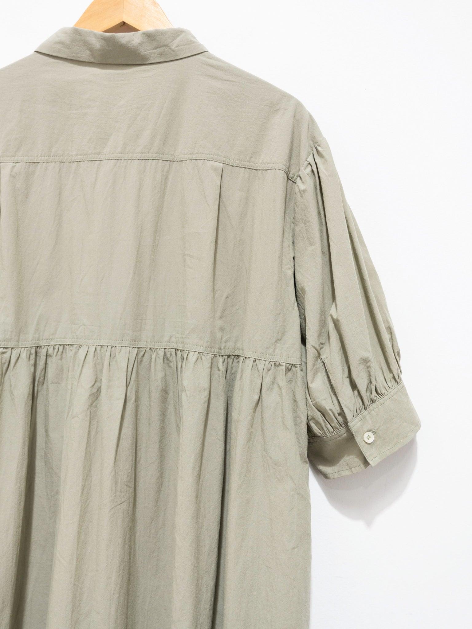 Namu Shop - Ichi Antiquites Textured Cotton SS Shirt Dress - Green