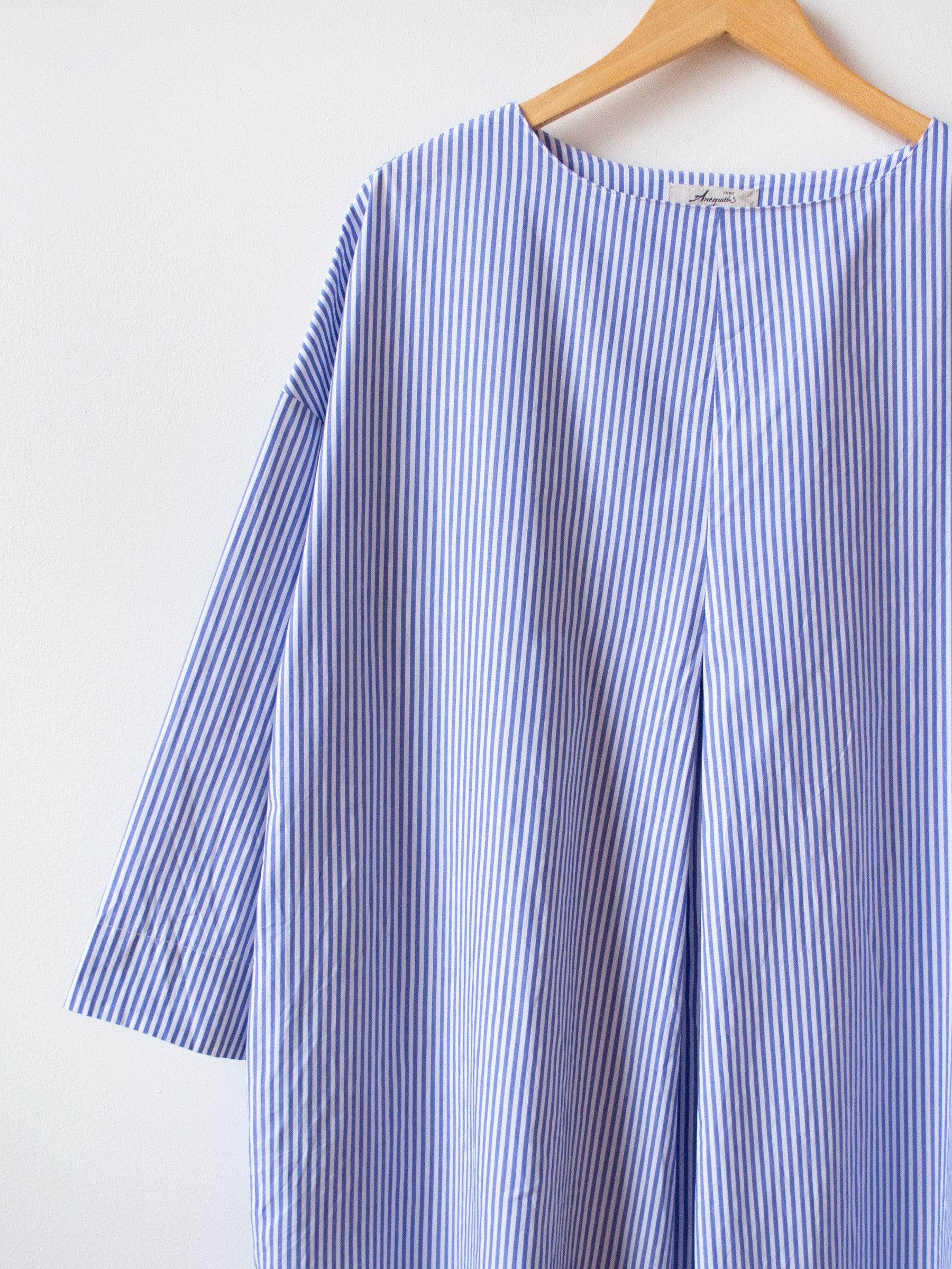 Namu Shop - Ichi Antiquites Typewriter Stripe Dress - White x Blue