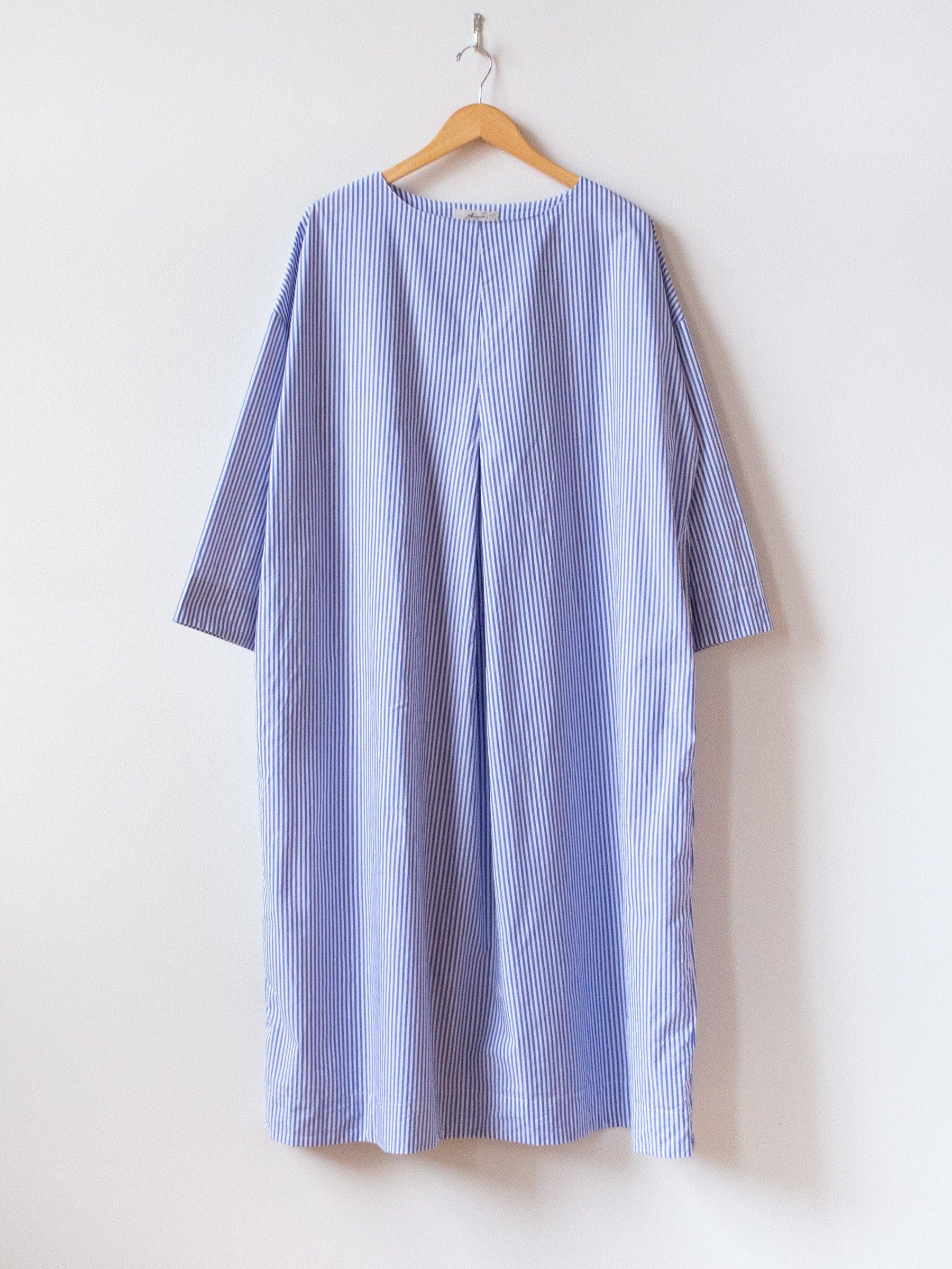 Namu Shop - Ichi Antiquites Typewriter Stripe Dress - White x Blue