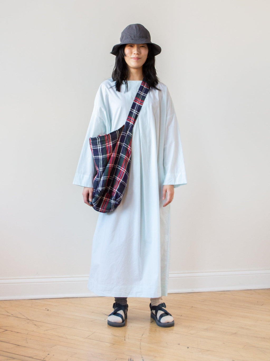 Namu Shop - Ichi Antiquites Typewriter Stripe Dress - White x Mint