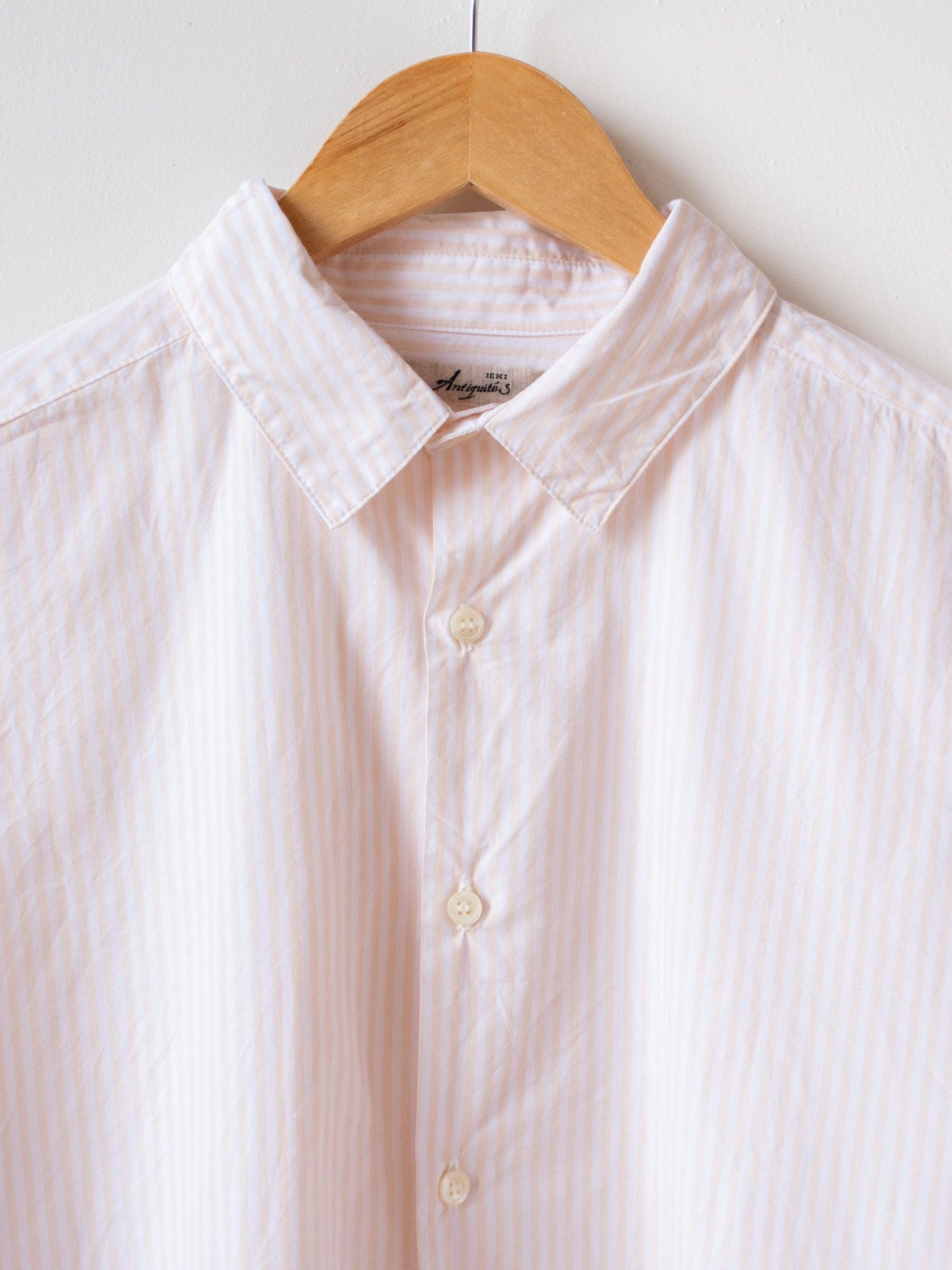 Namu Shop - Ichi Antiquites Typewriter Stripe Shirt - White x Pink