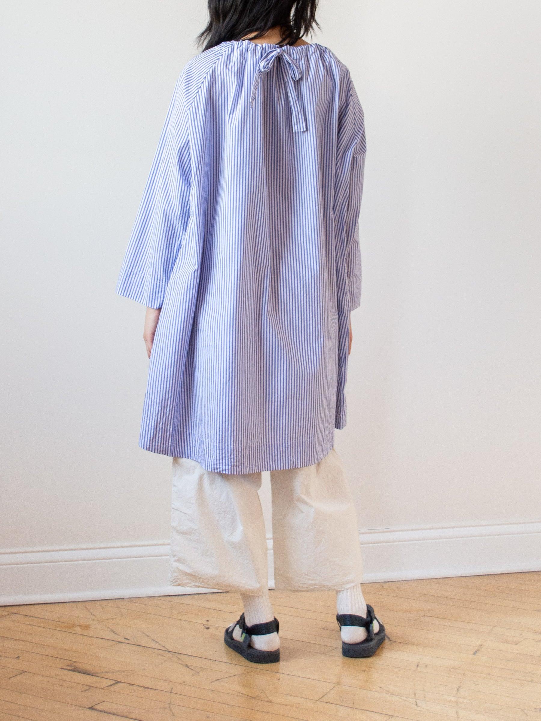 Namu Shop - Ichi Antiquites Typewriter Stripe Tunic - White x Blue