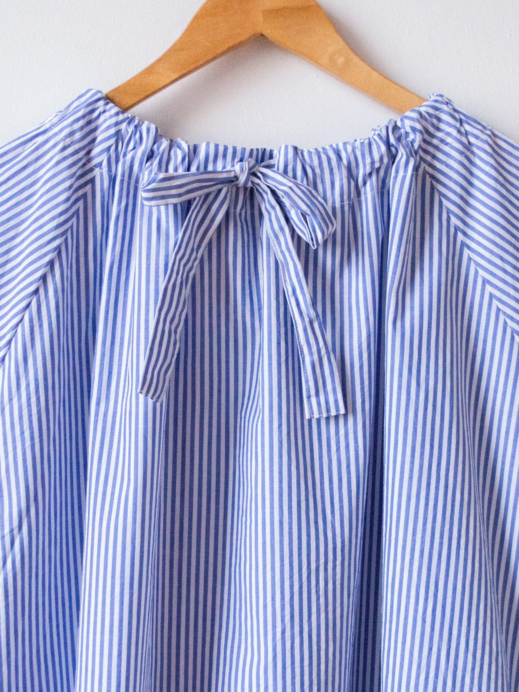 Namu Shop - Ichi Antiquites Typewriter Stripe Tunic - White x Blue