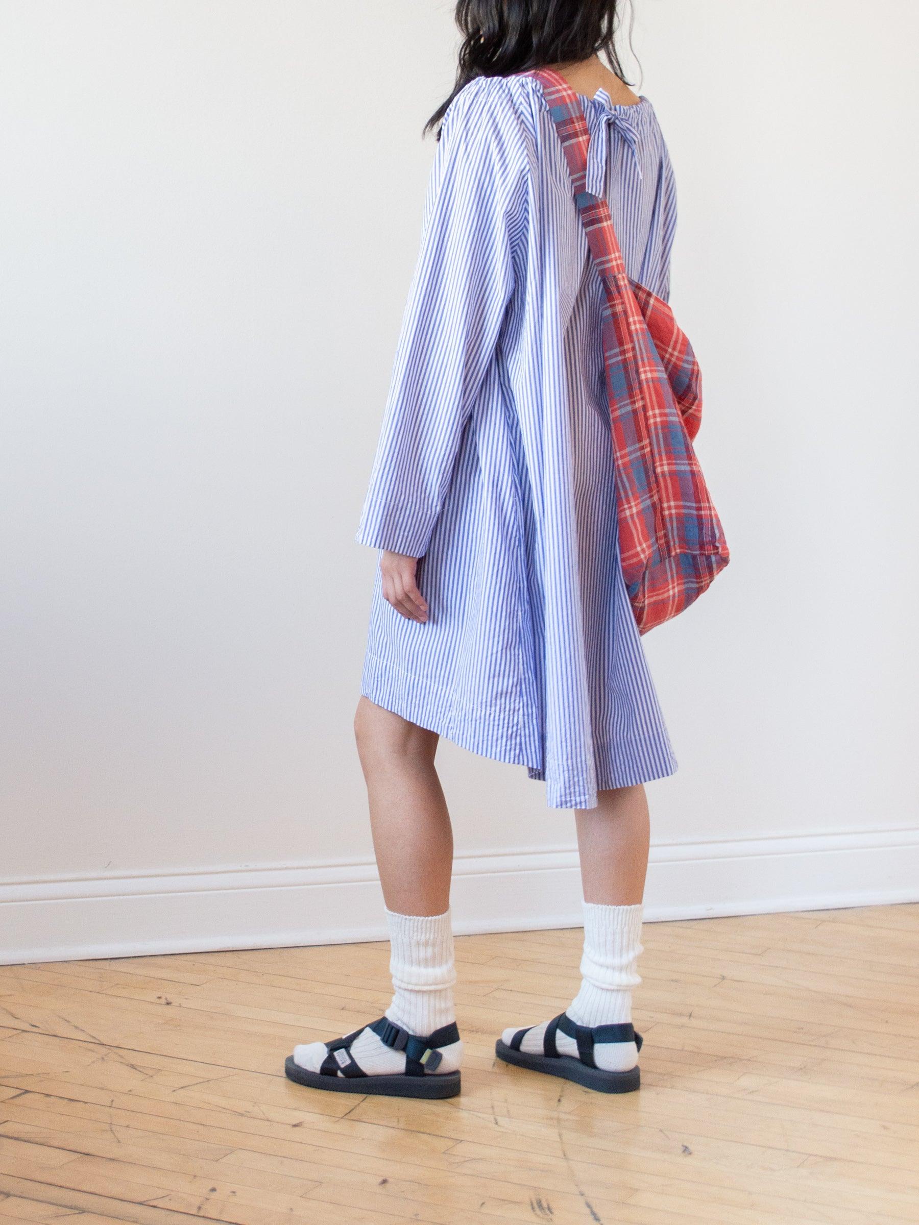 Namu Shop - Ichi Antiquites Typewriter Stripe Tunic - White x Blue