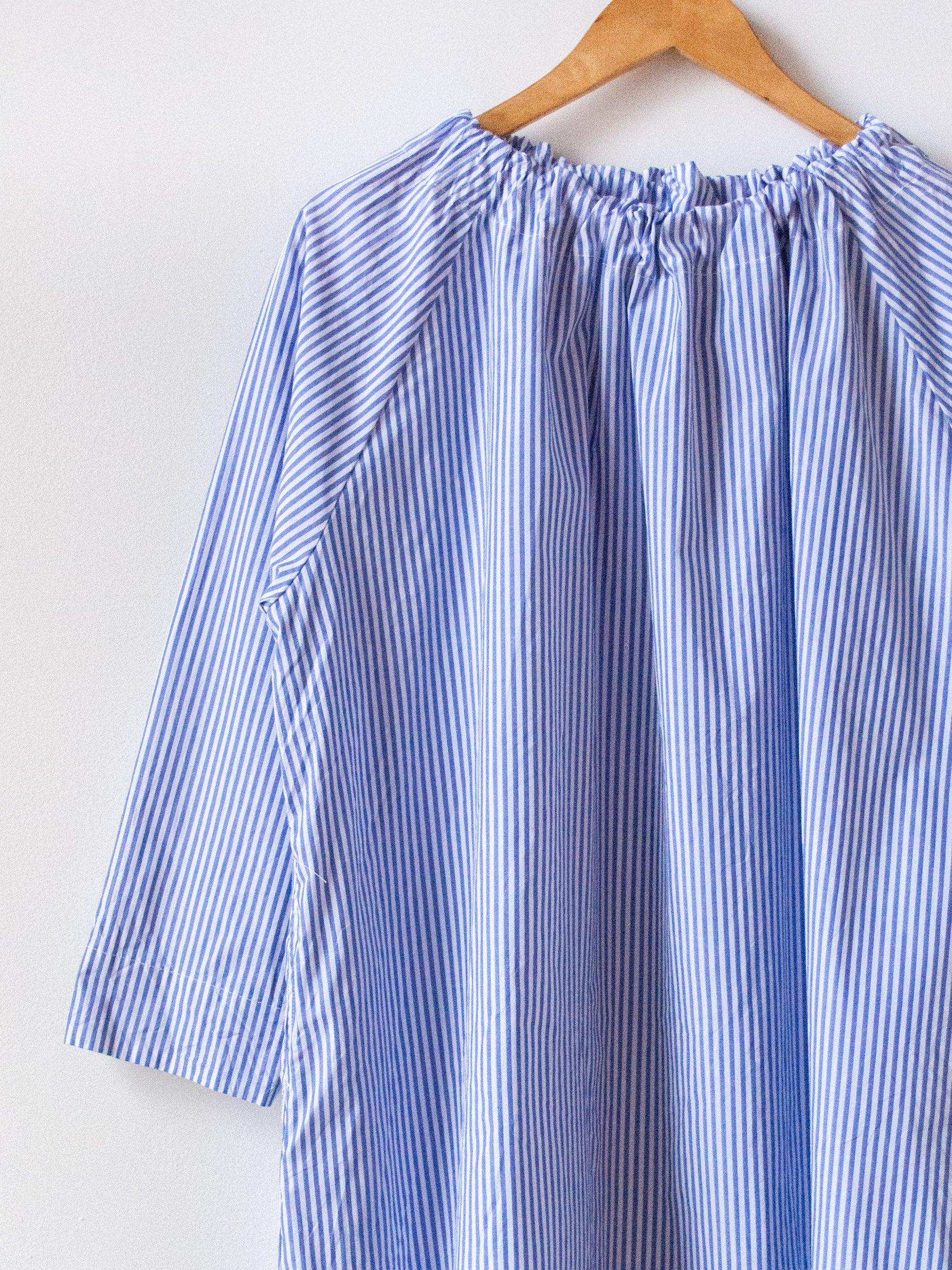 Namu Shop - Ichi Antiquites Typewriter Stripe Tunic - White x Blue