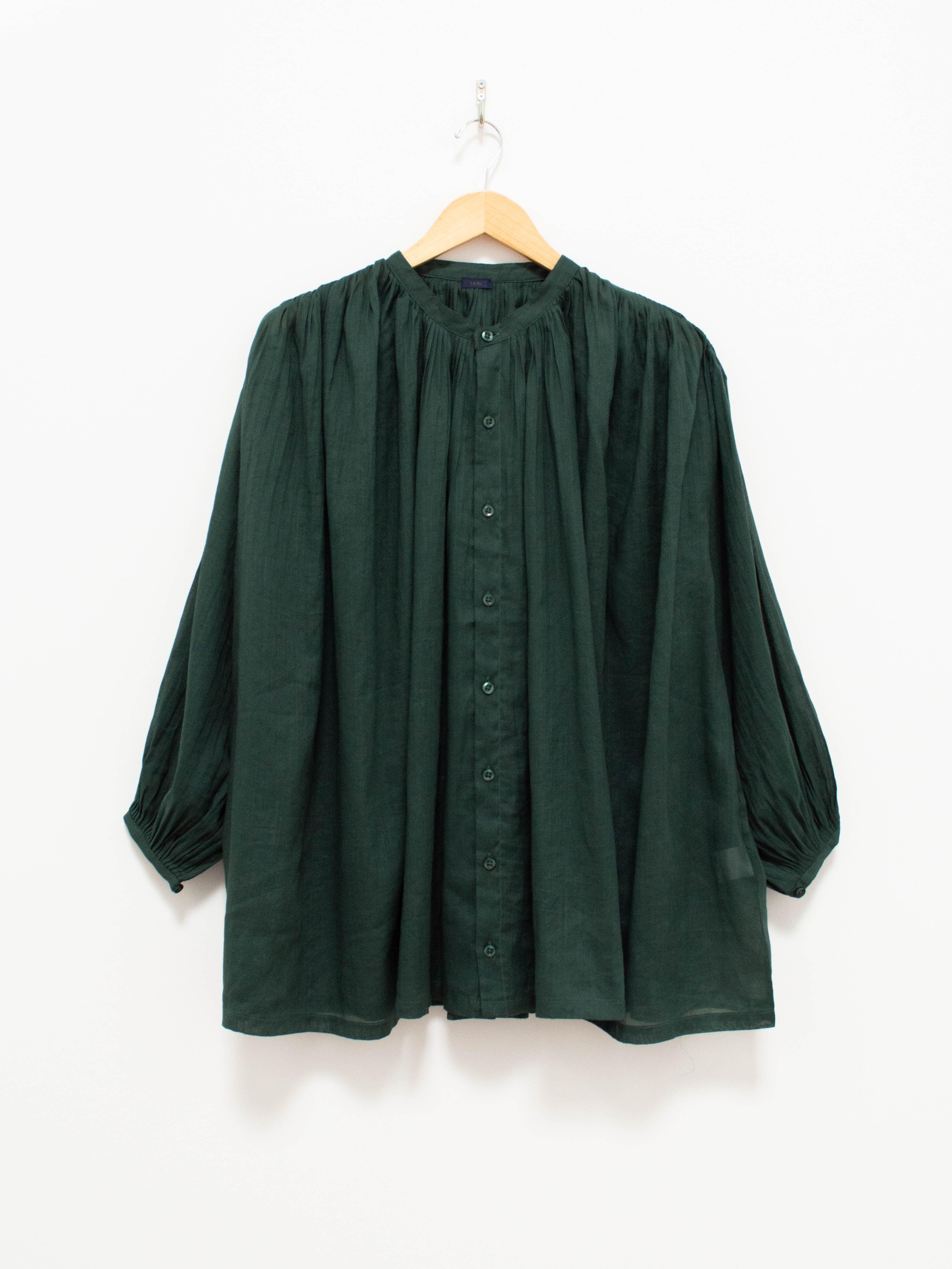 Namu Shop - Ichi Antiquites Volume Tuck Gather Blouse - Green