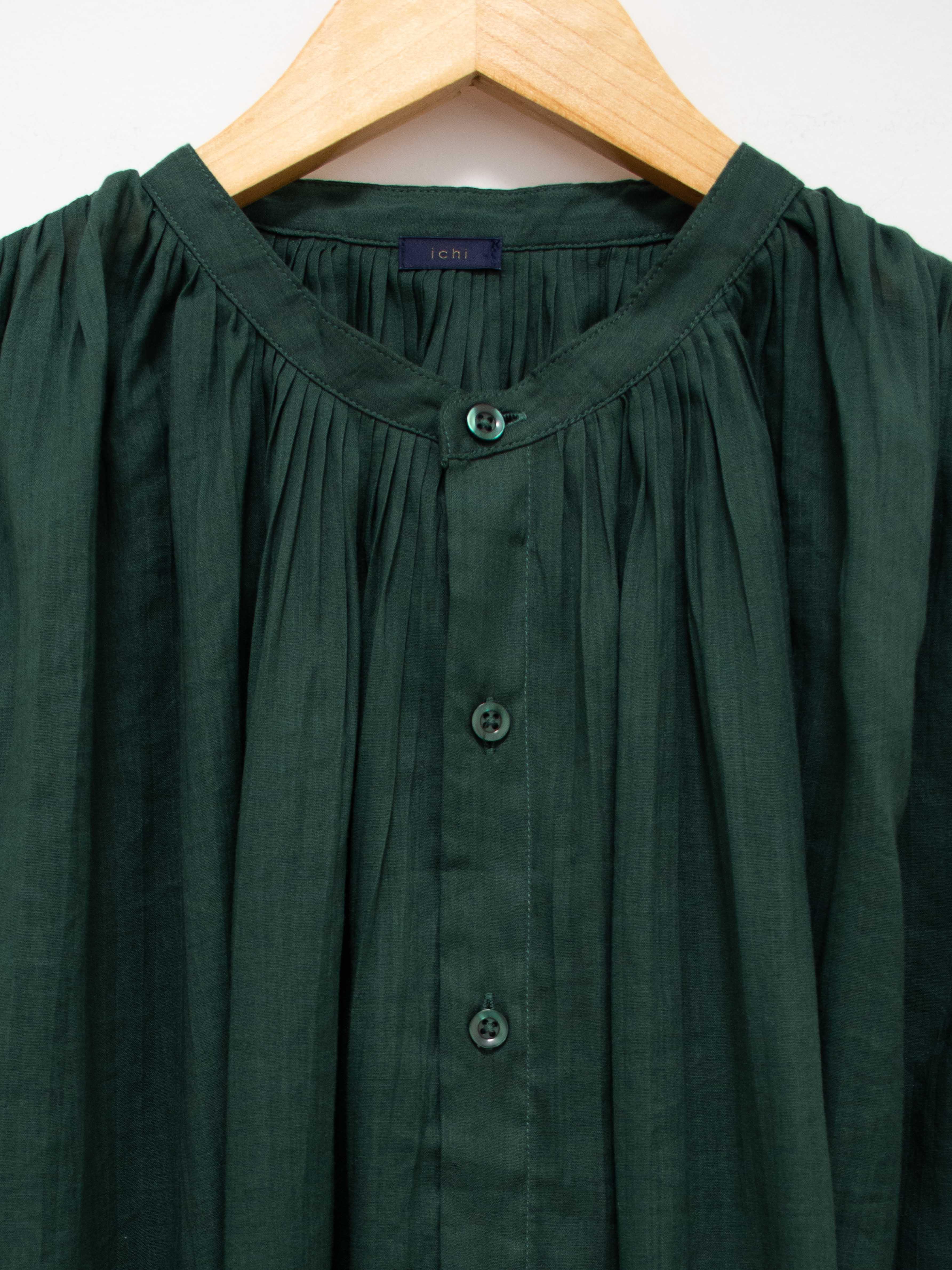 Namu Shop - Ichi Antiquites Volume Tuck Gather Blouse - Green