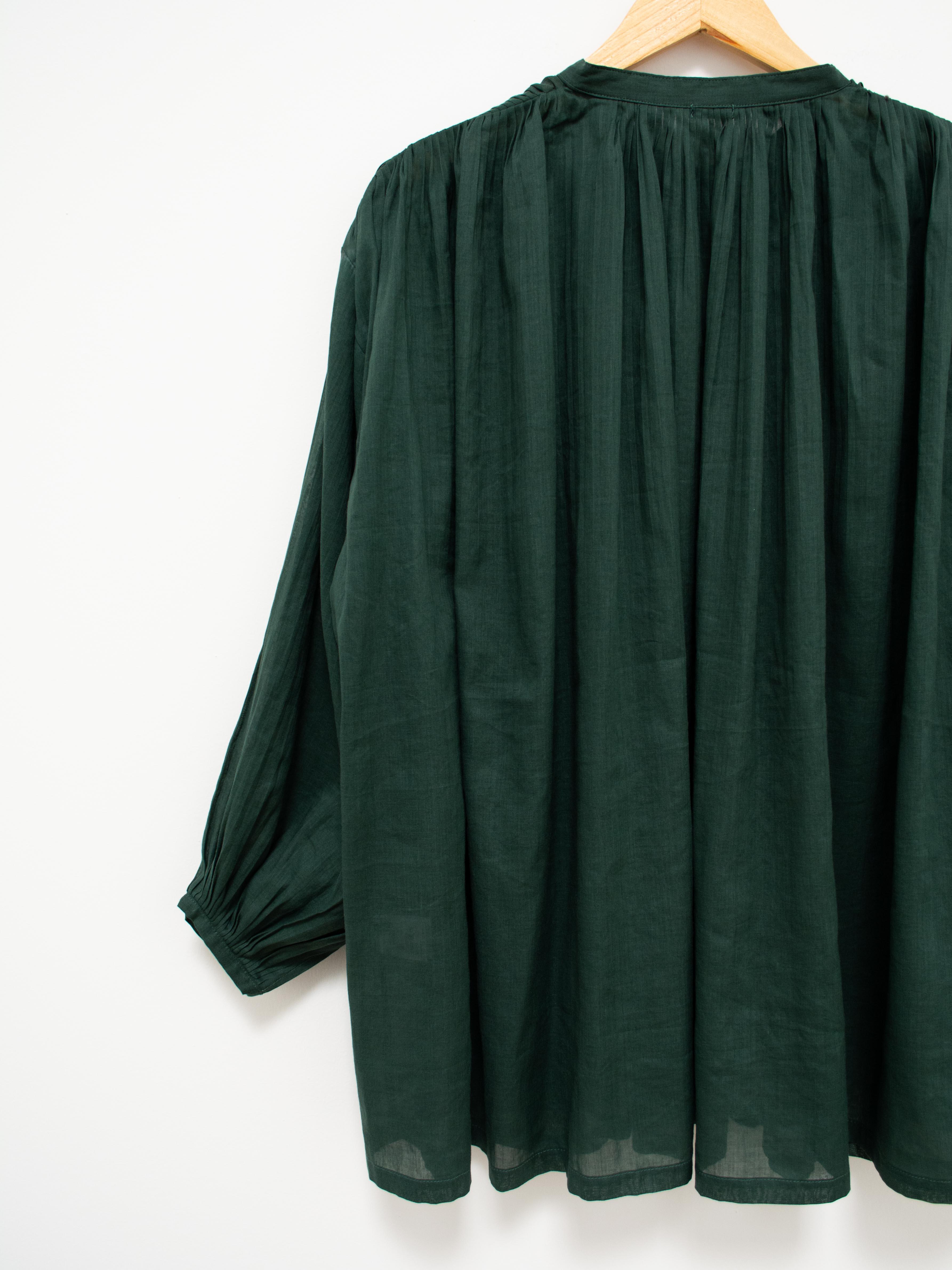 Namu Shop - Ichi Antiquites Volume Tuck Gather Blouse - Green