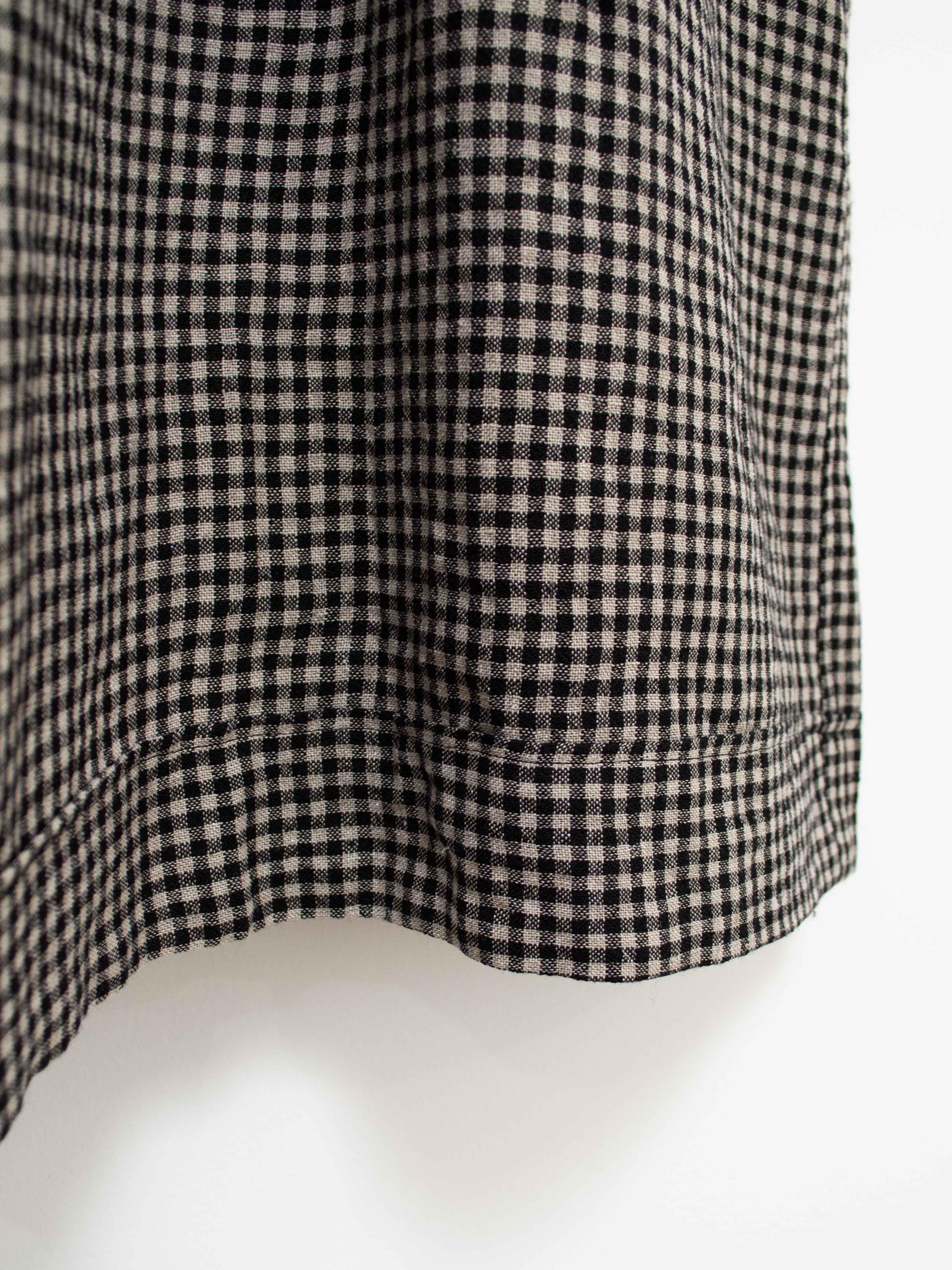Namu Shop - Ichi Antiquites Wool Linen Gingham Dress - Natural x Black