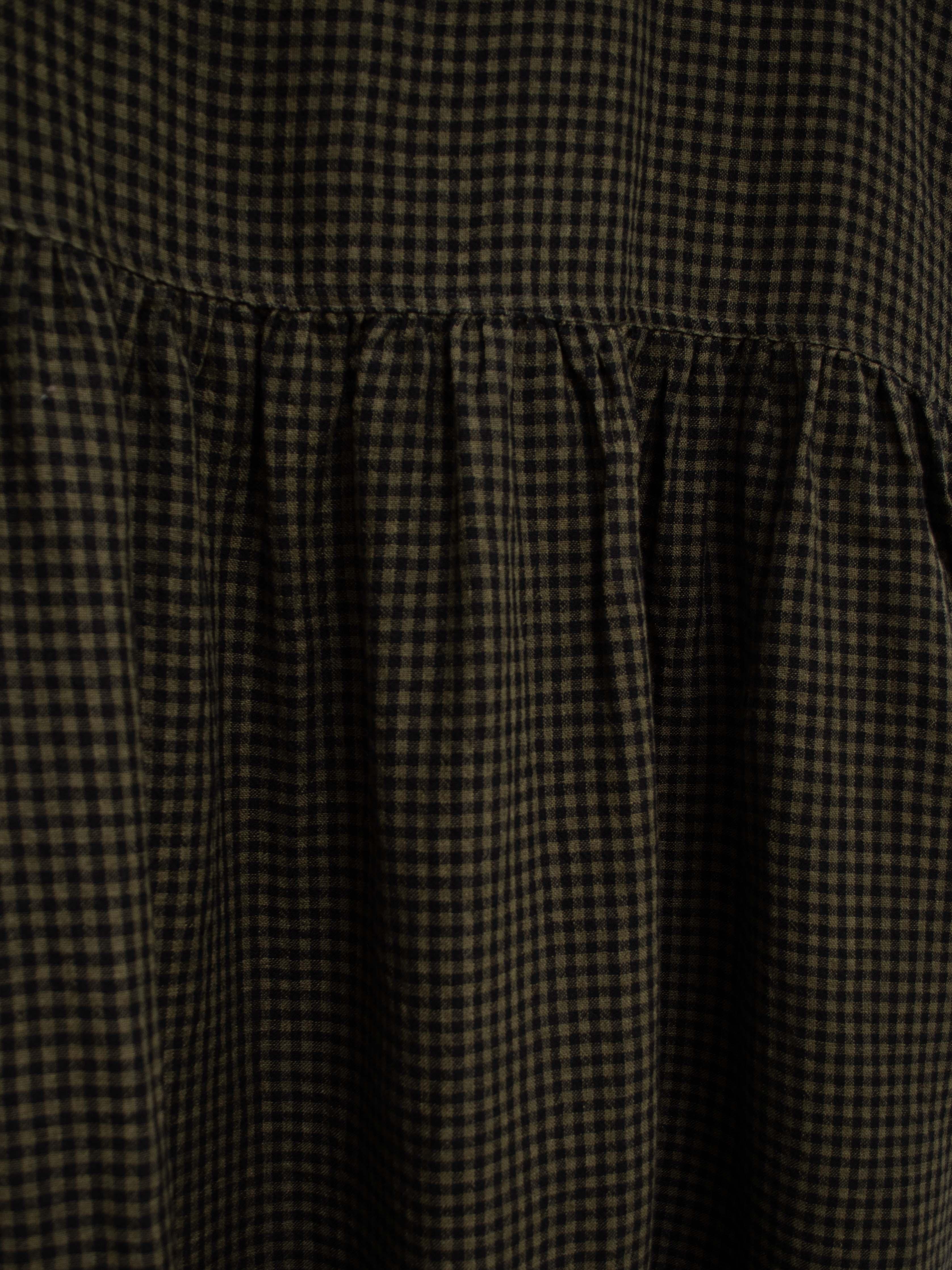 Namu Shop - Ichi Antiquites Wool Linen Gingham Dress - Olive x Black