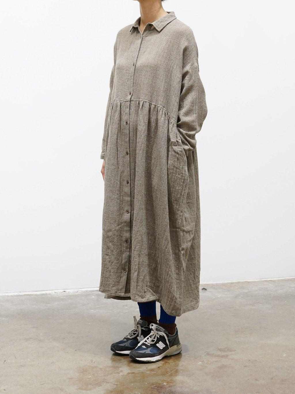 Namu Shop - Ichi Antiquites Wool Shirt Dress - Beige