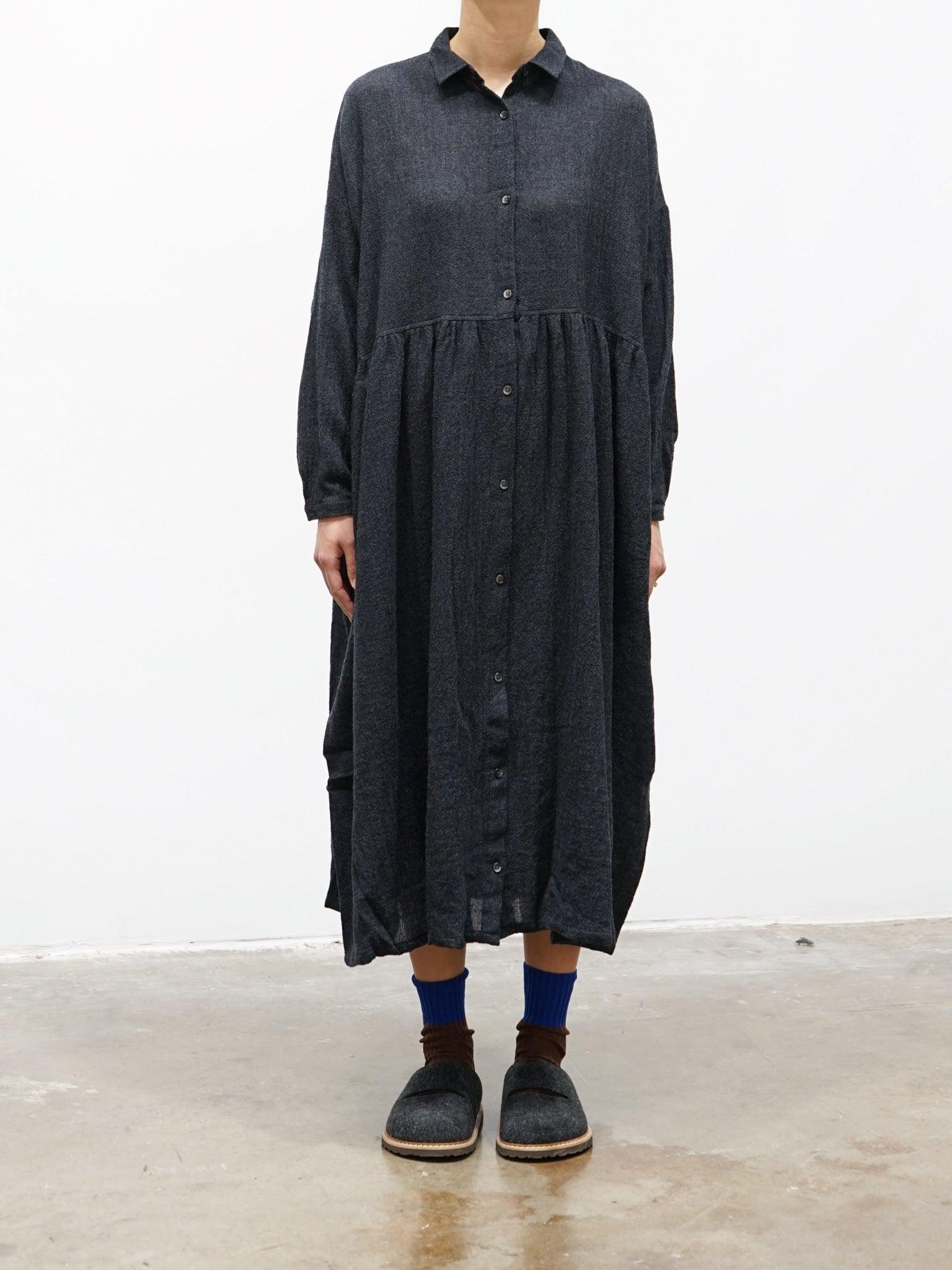 Wool Shirt Dress - Charcoal Wool Shirt Dress - Charcoal