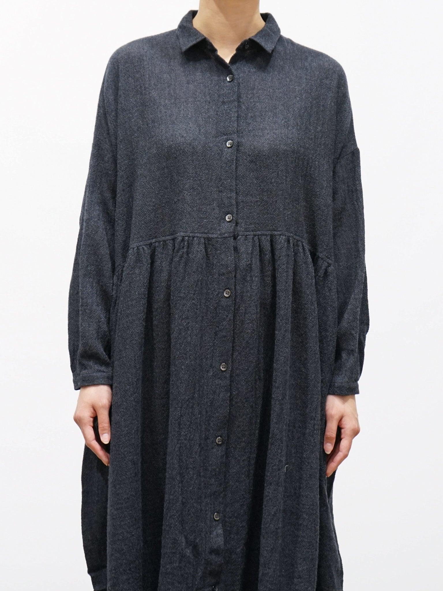 Namu Shop - Ichi Antiquites Wool Shirt Dress - Charcoal