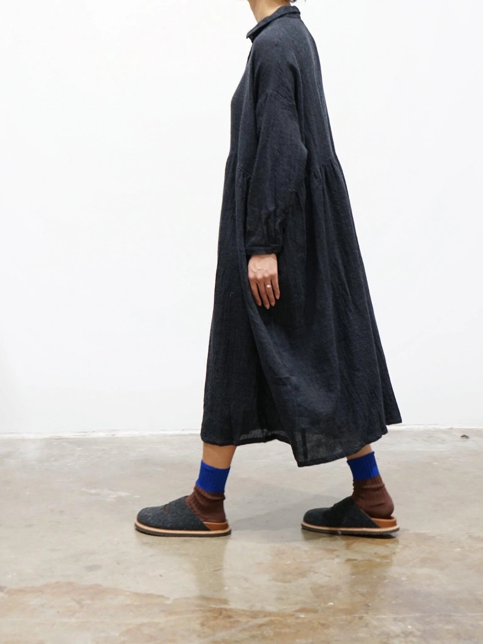 Namu Shop - Ichi Antiquites Wool Shirt Dress - Charcoal
