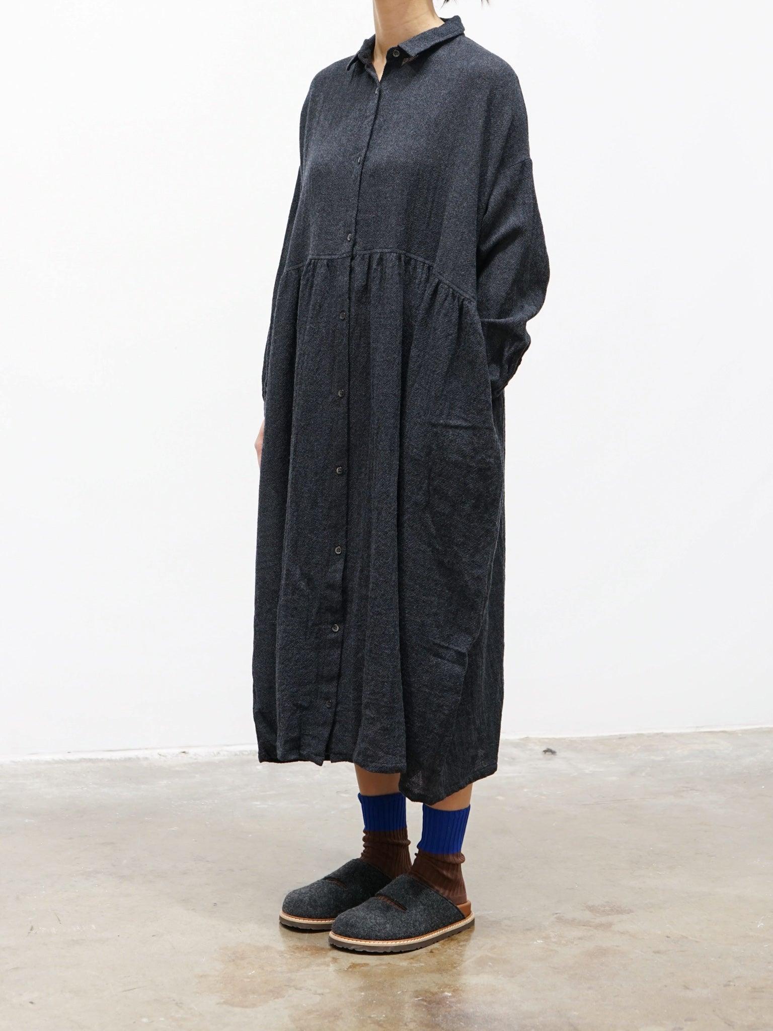 Namu Shop - Ichi Antiquites Wool Shirt Dress - Charcoal