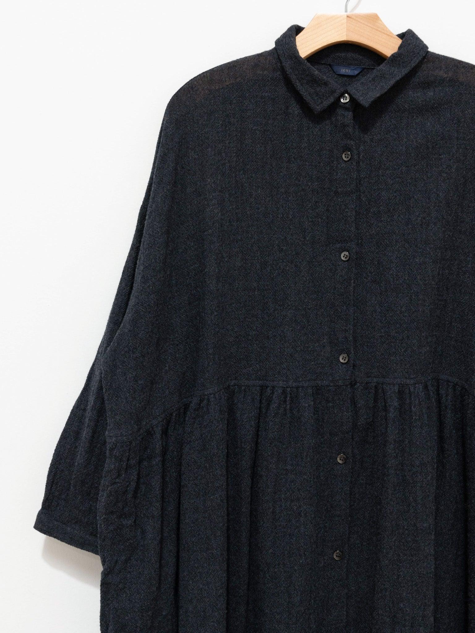 Wool Shirt Dress - Charcoal Wool Shirt Dress - Charcoal