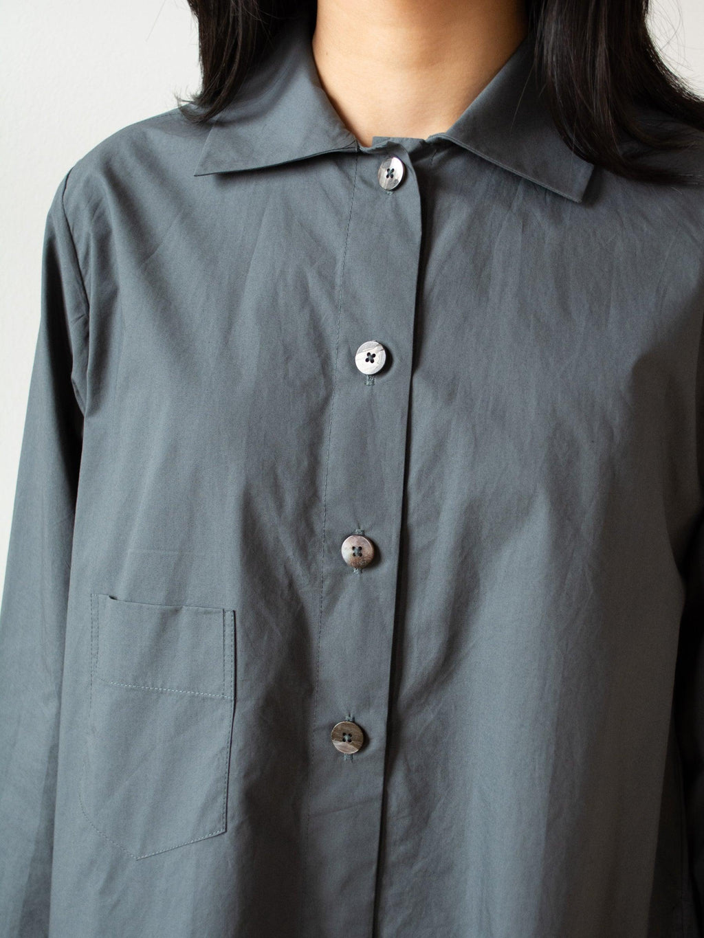 Namu Shop - Jan Machenhauer Kiki Shirt - Green Slate Cotton Poplin
