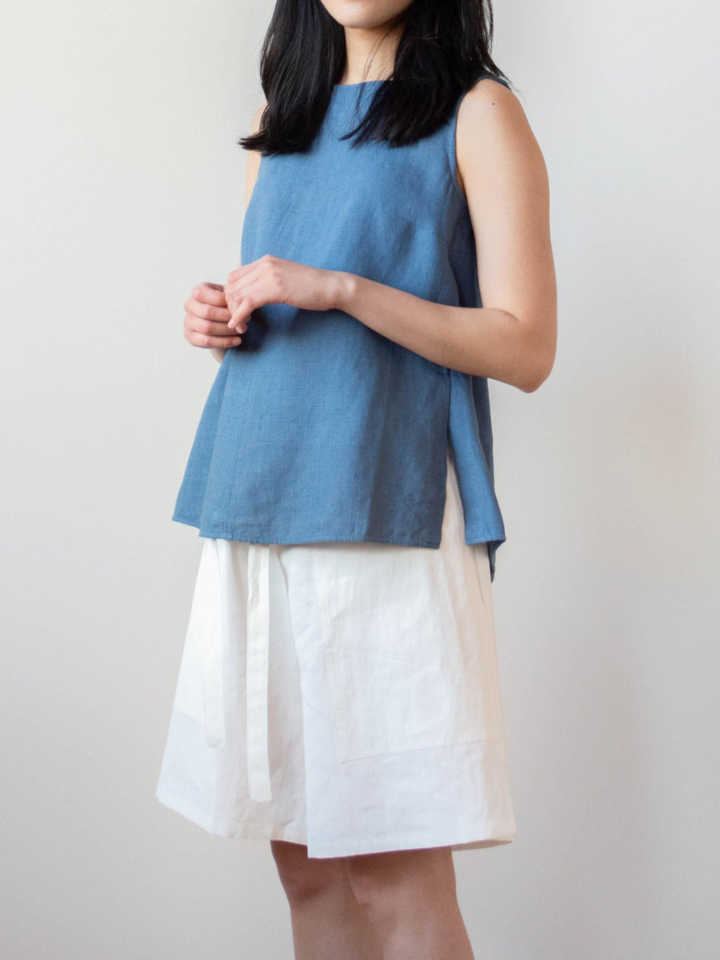 Namu Shop - Jan Machenhauer Louise Top - Horizon Blue Linen