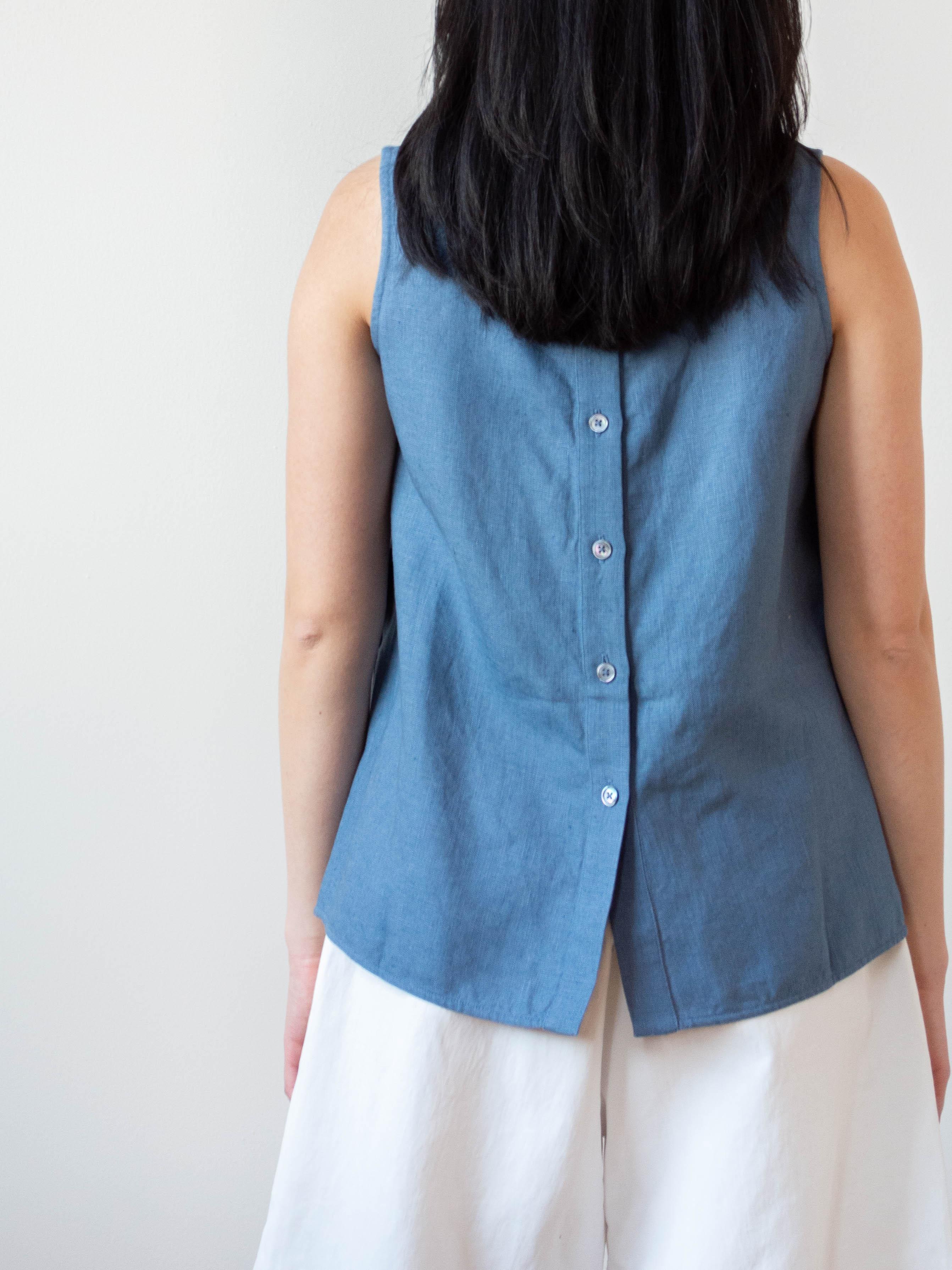 Namu Shop - Jan Machenhauer Louise Top - Horizon Blue Linen