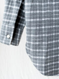 Namu Shop - Kaptain Sunshine Brushed Flannel Open Collar Shirt - Gray Plaid
