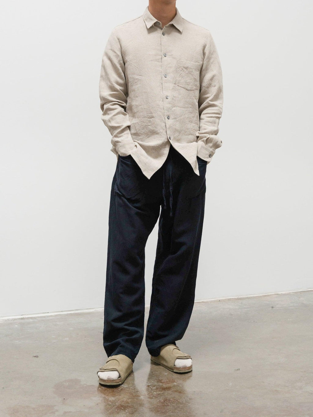 Namu Shop - Kaptain Sunshine Co/Li/Silk Safari Mesh Easy Pants - Navy