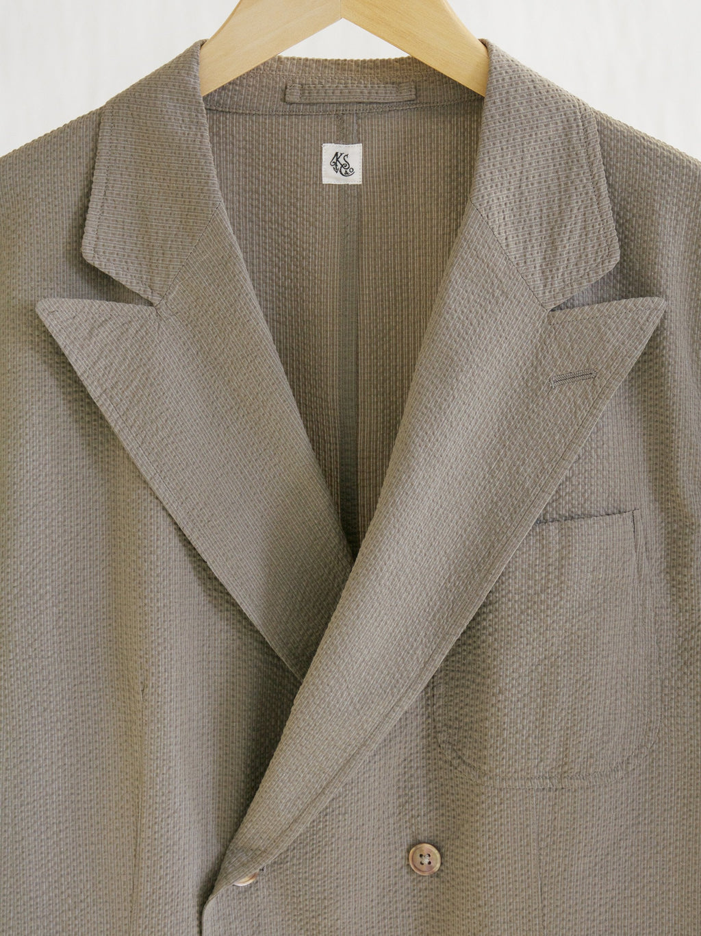 Namu Shop - Kaptain Sunshine Fieldwrap Double-Breasted Jacket - Beige x Gray
