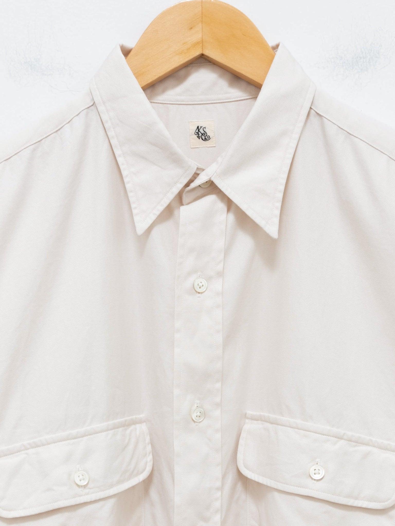 Namu Shop - Kaptain Sunshine Finx Cotton Oxford Chambray SS Work Shirt - Ivory