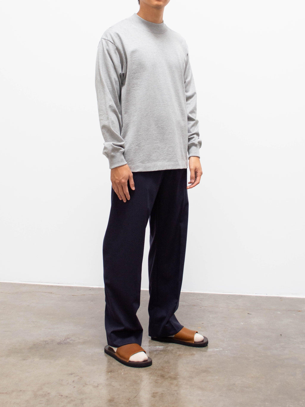 Namu Shop - Kaptain Sunshine Heavy Suvin Supima Mockneck Tee - Feather Gray