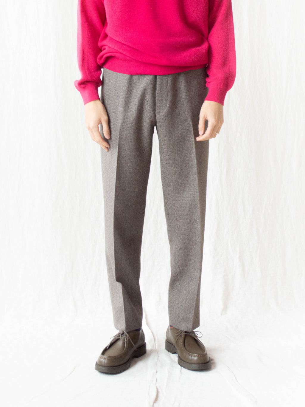 Namu Shop - Kaptain Sunshine High Waisted Easy Trousers - Pin Plaid