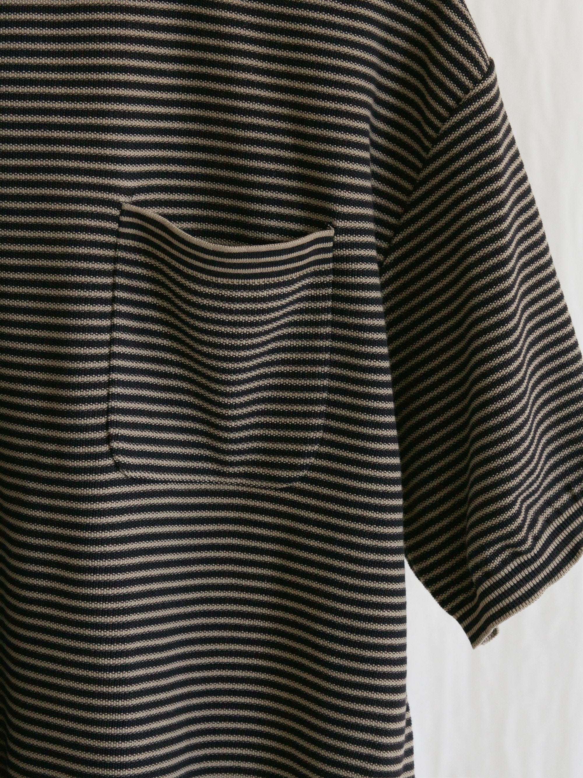 Namu Shop - Kaptain Sunshine Pocket Knit Tee - Black x Safari Border