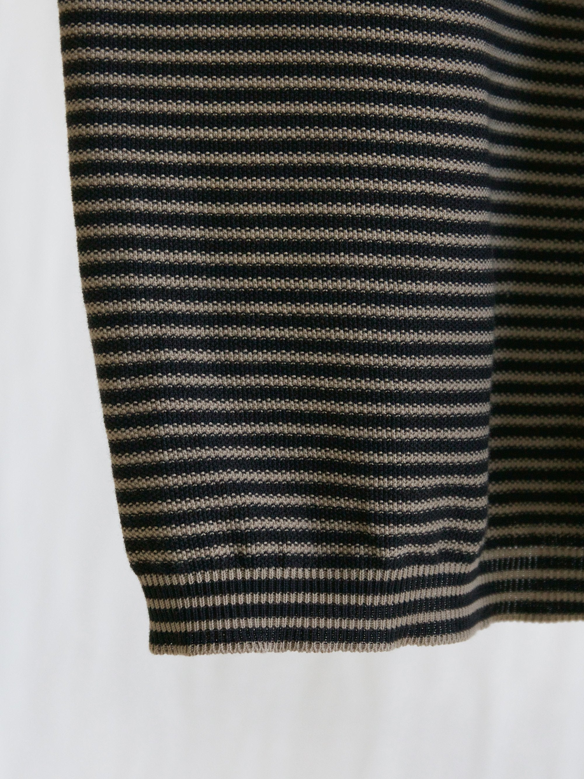 Namu Shop - Kaptain Sunshine Pocket Knit Tee - Black x Safari Border