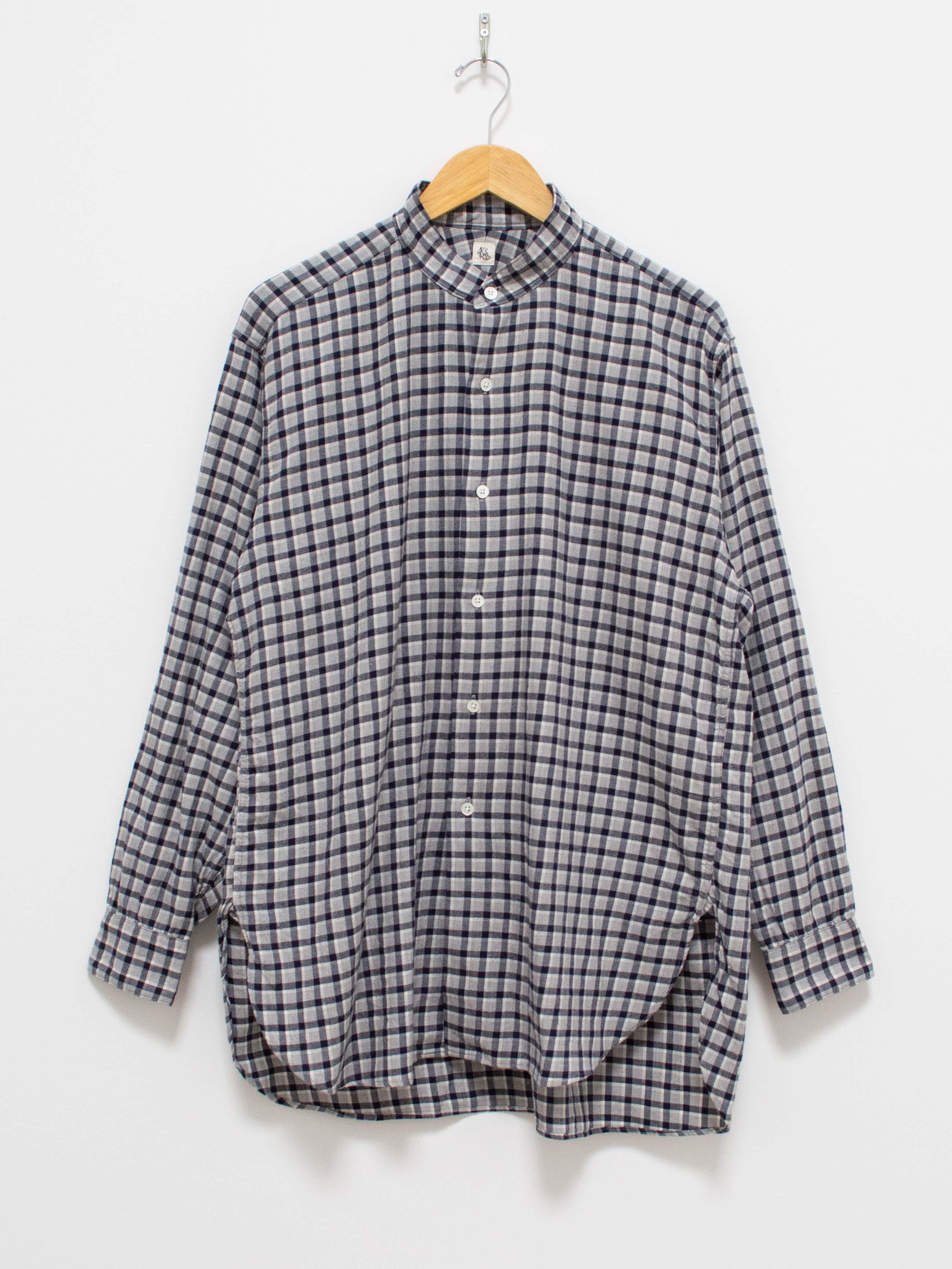 Namu Shop - Kaptain Sunshine Suvin Cashmere Flannel Stand Collar Shirt - Navy Plaid