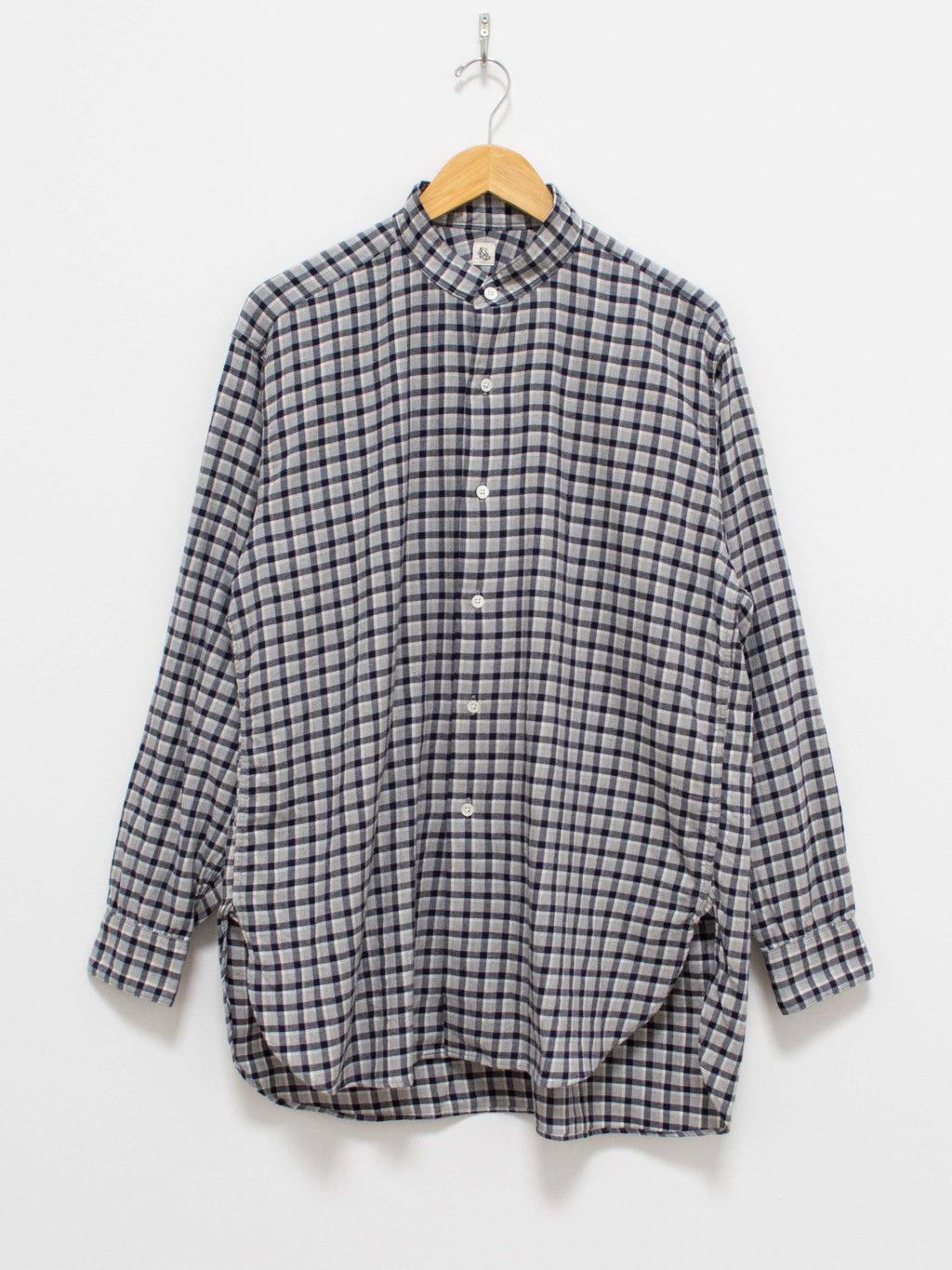 Namu Shop - Kaptain Sunshine Suvin Cashmere Flannel Stand Collar Shirt - Navy Plaid
